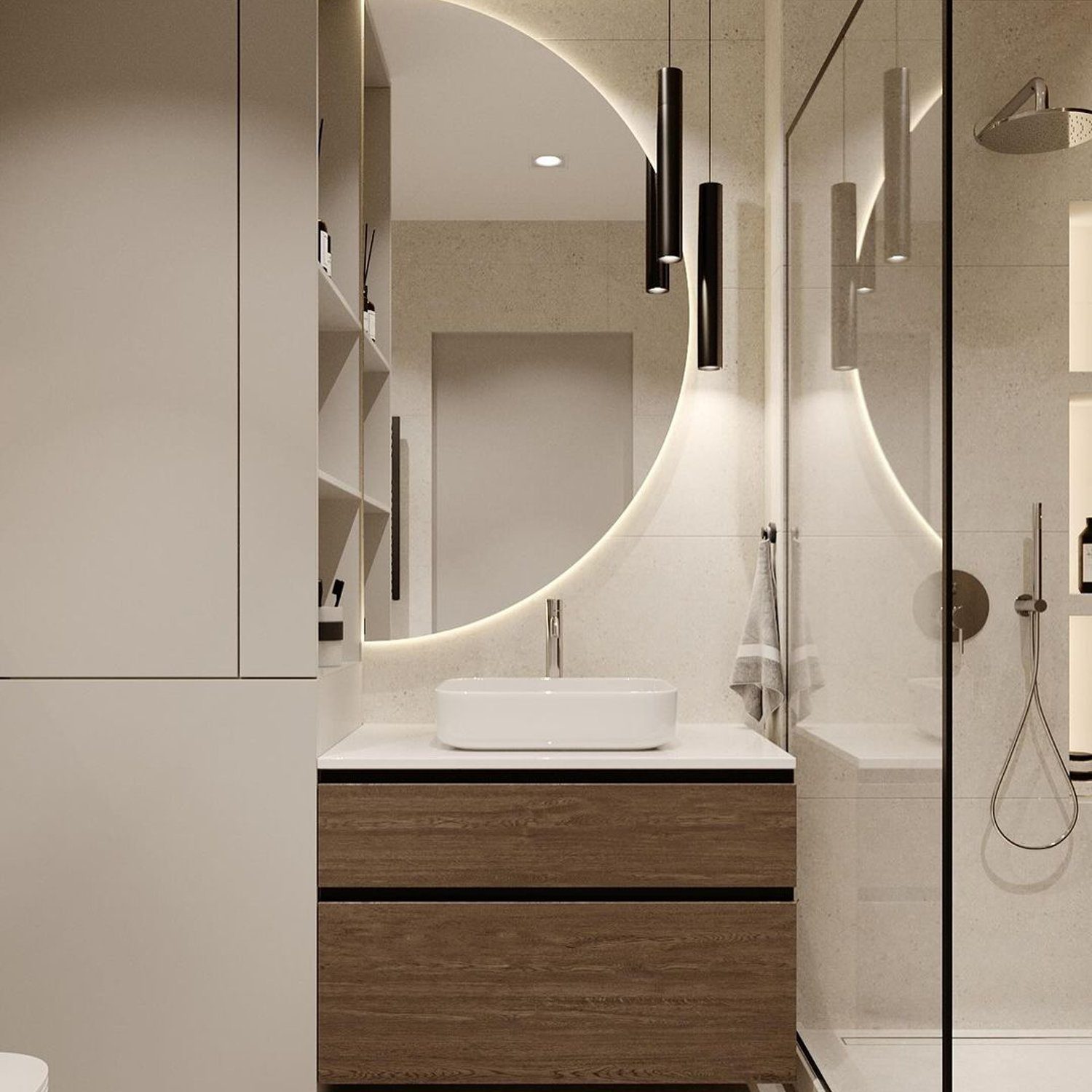 A modern bathroom with sophisticated design