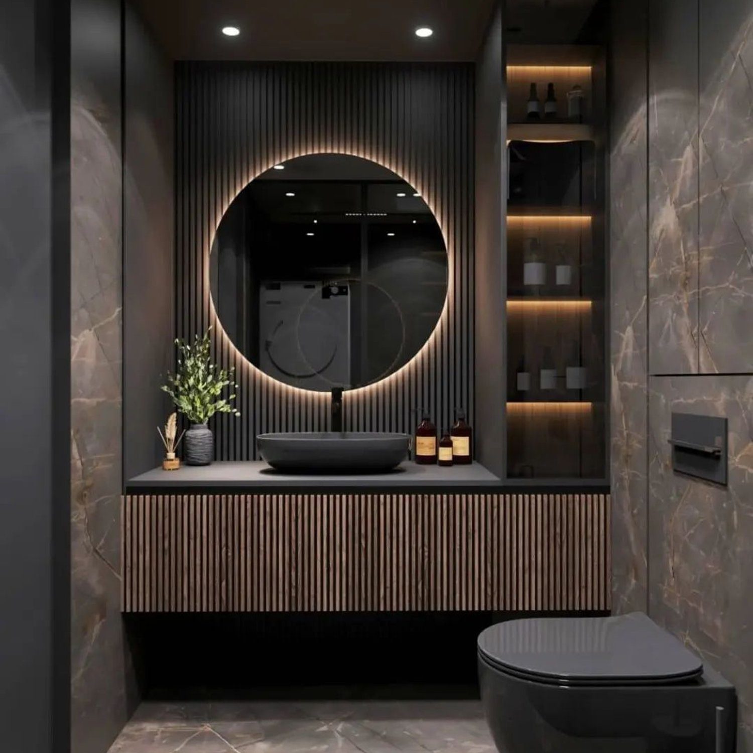 A modern and stylish bathroom with a sleek design