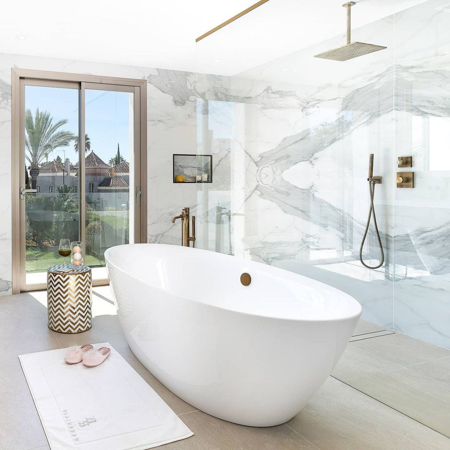 A modern bathroom with natural light