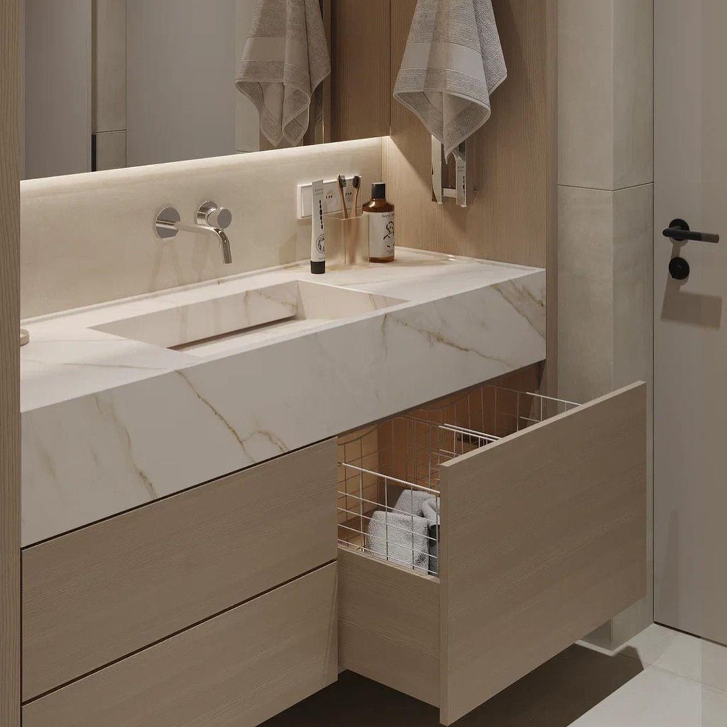 A modern and elegant bathroom vanity