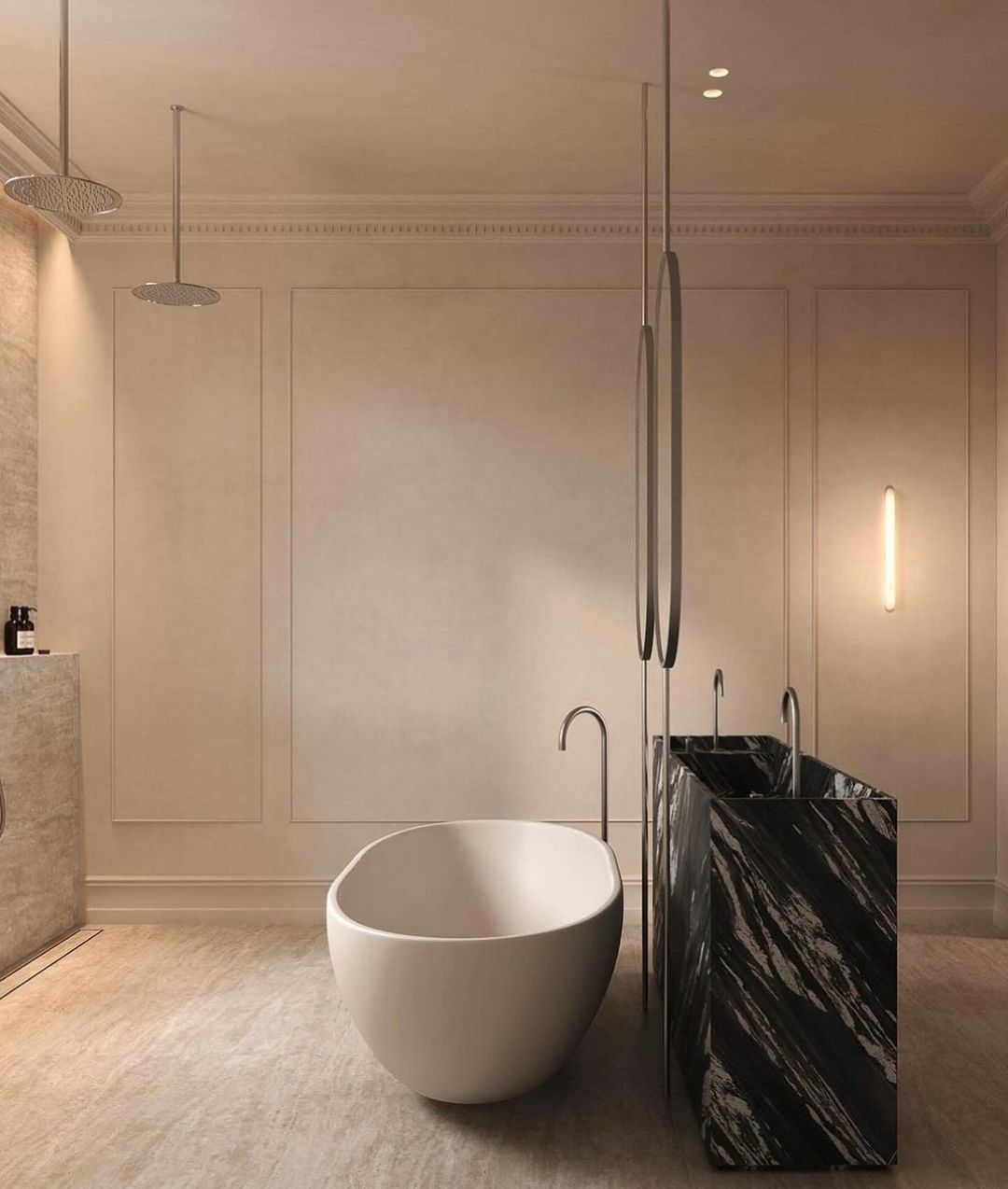 Contemporary bathroom with minimalist design.