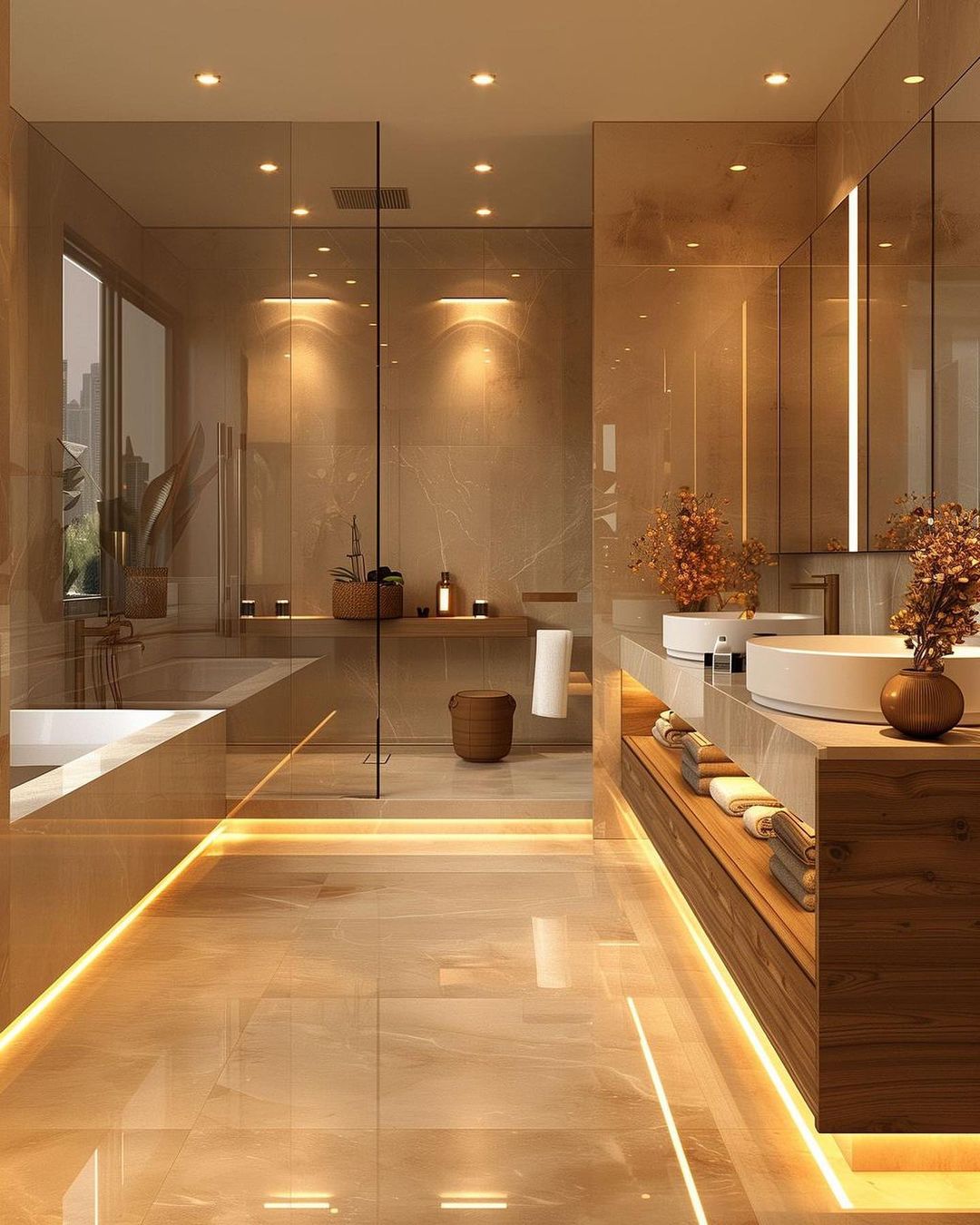 Luxurious modern bathroom with LED accents