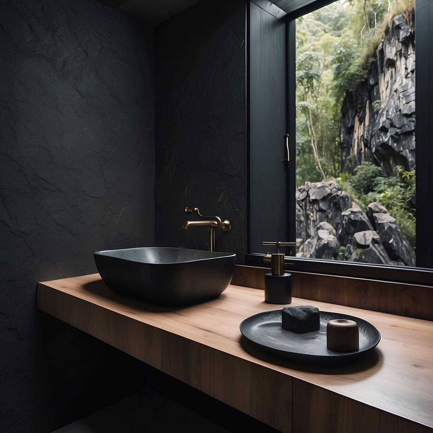 Serene bathroom with a view