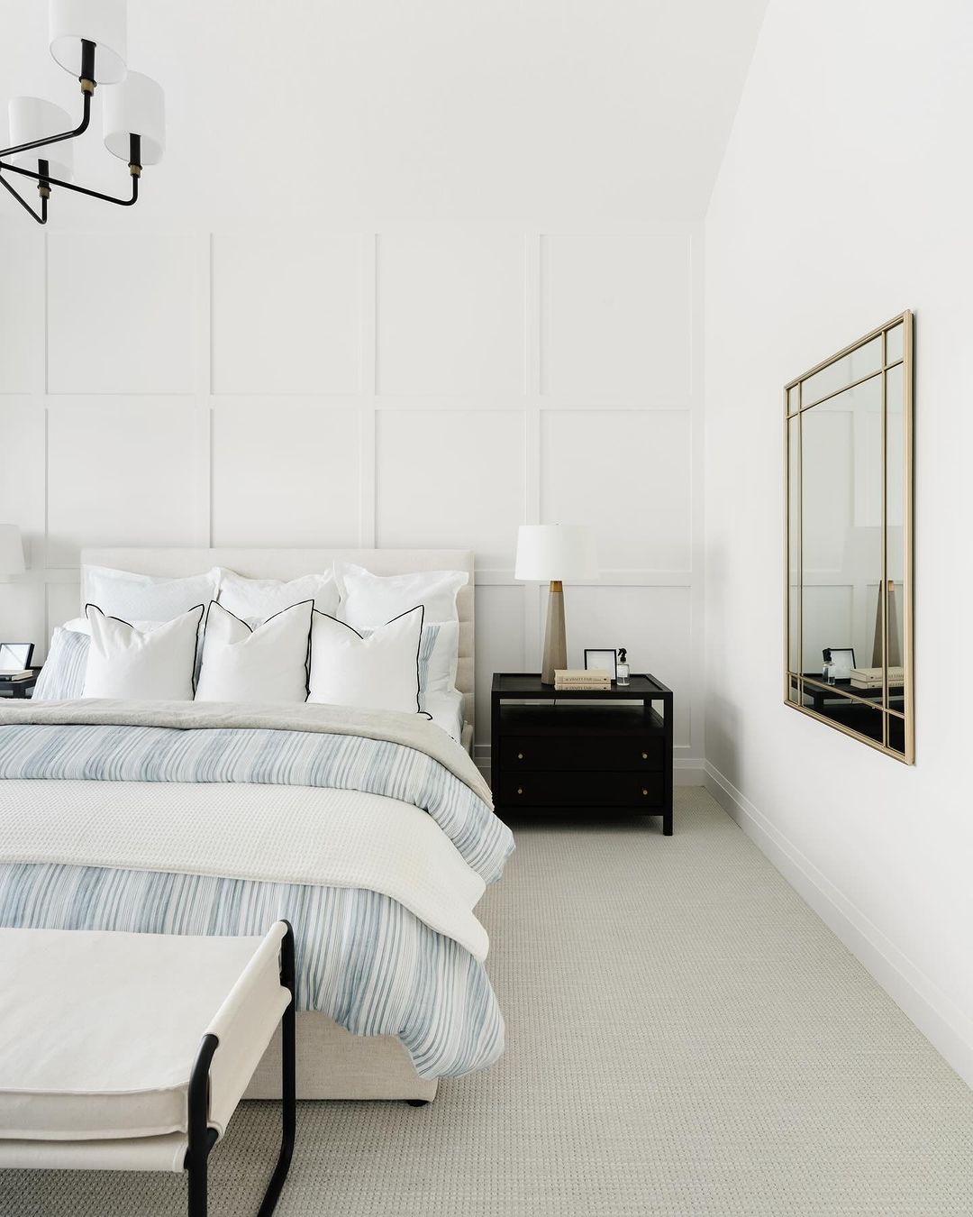 A modern bedroom with minimalist decor