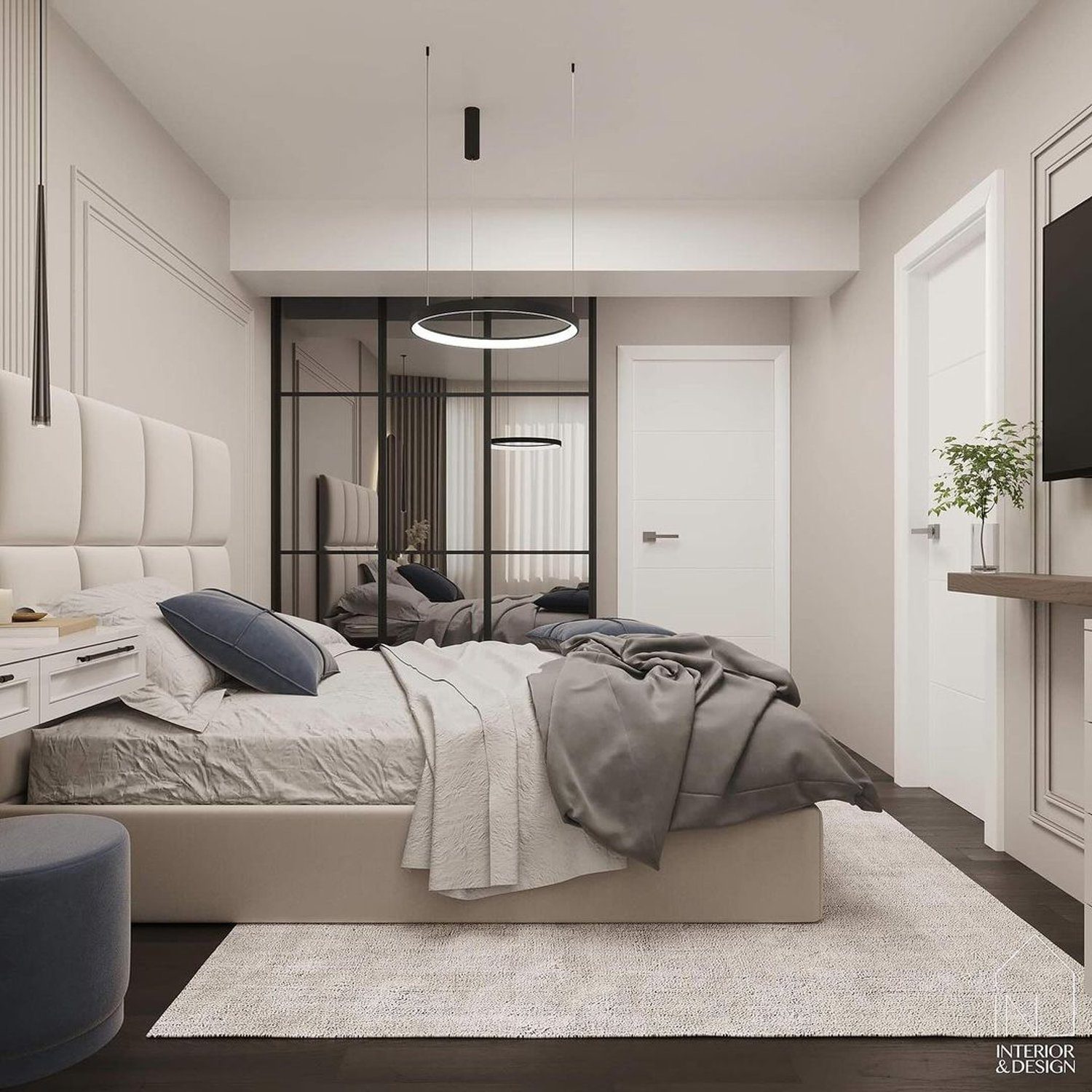 Elegant and modern bedroom design with a minimalist aesthetic