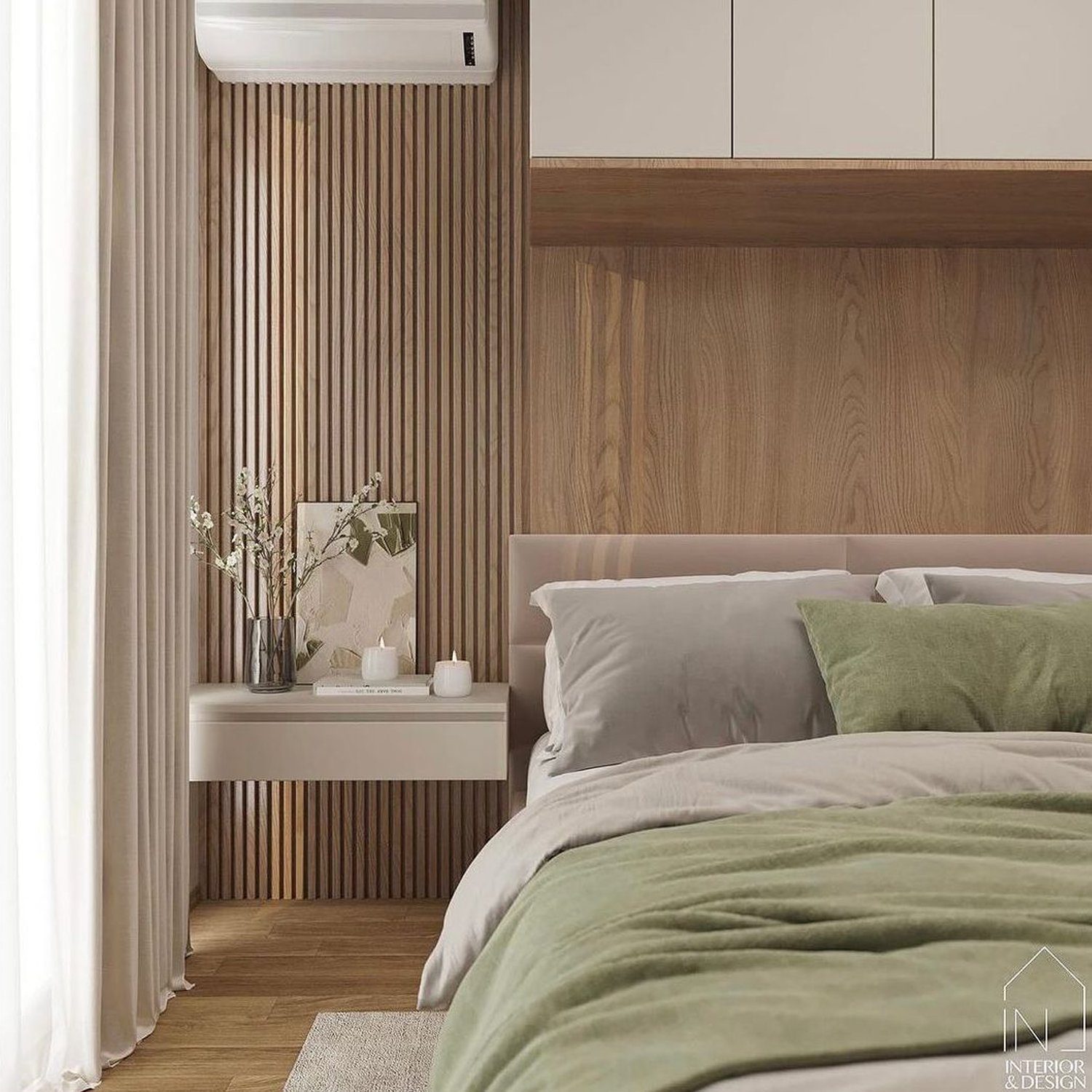 Modern Bedroom with Wooden Accents