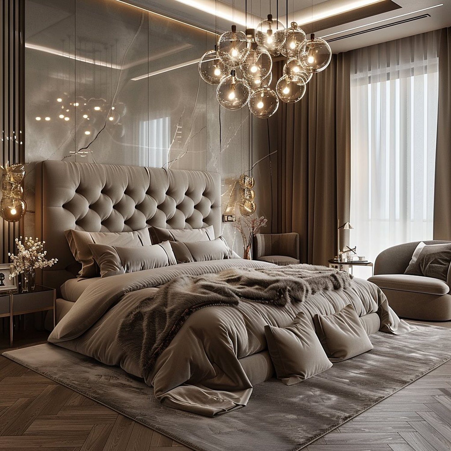 Luxurious bedroom with a contemporary design