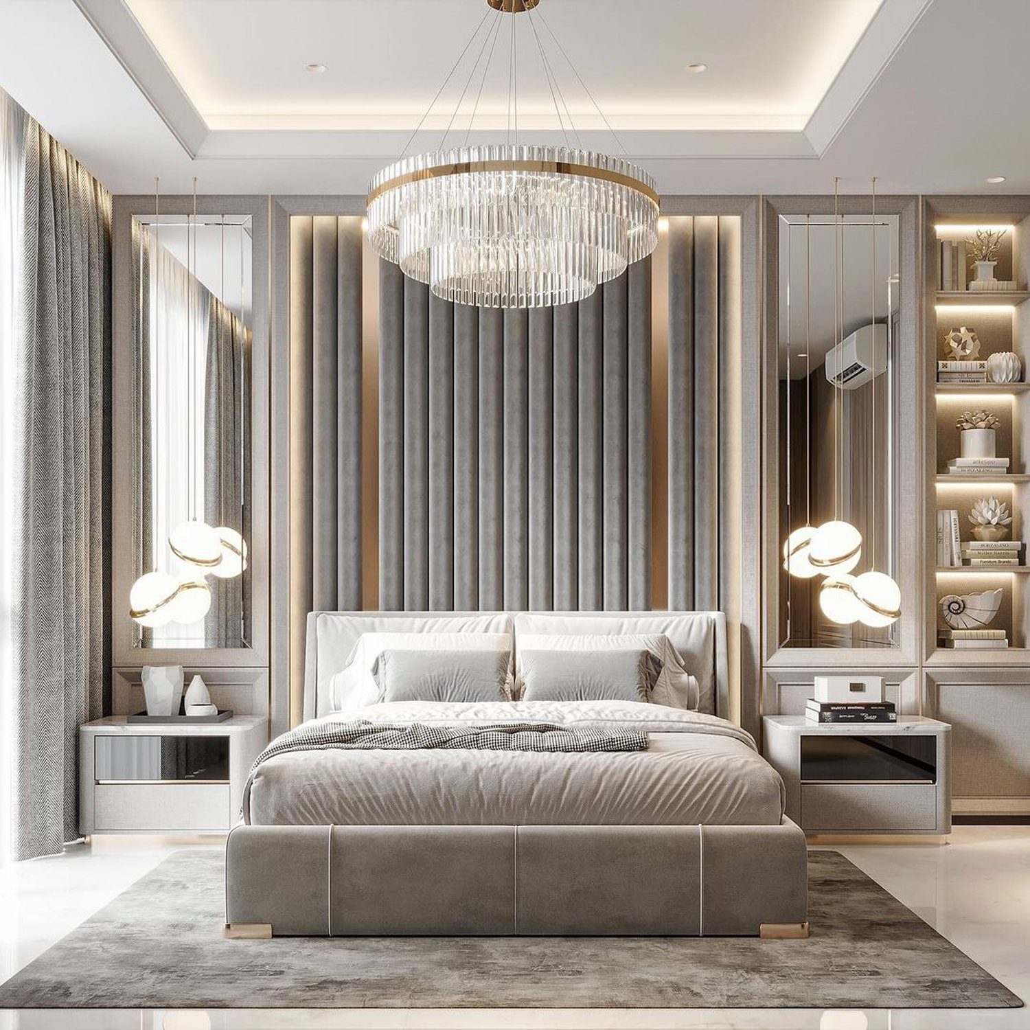 Luxurious modern bedroom with elegant design features