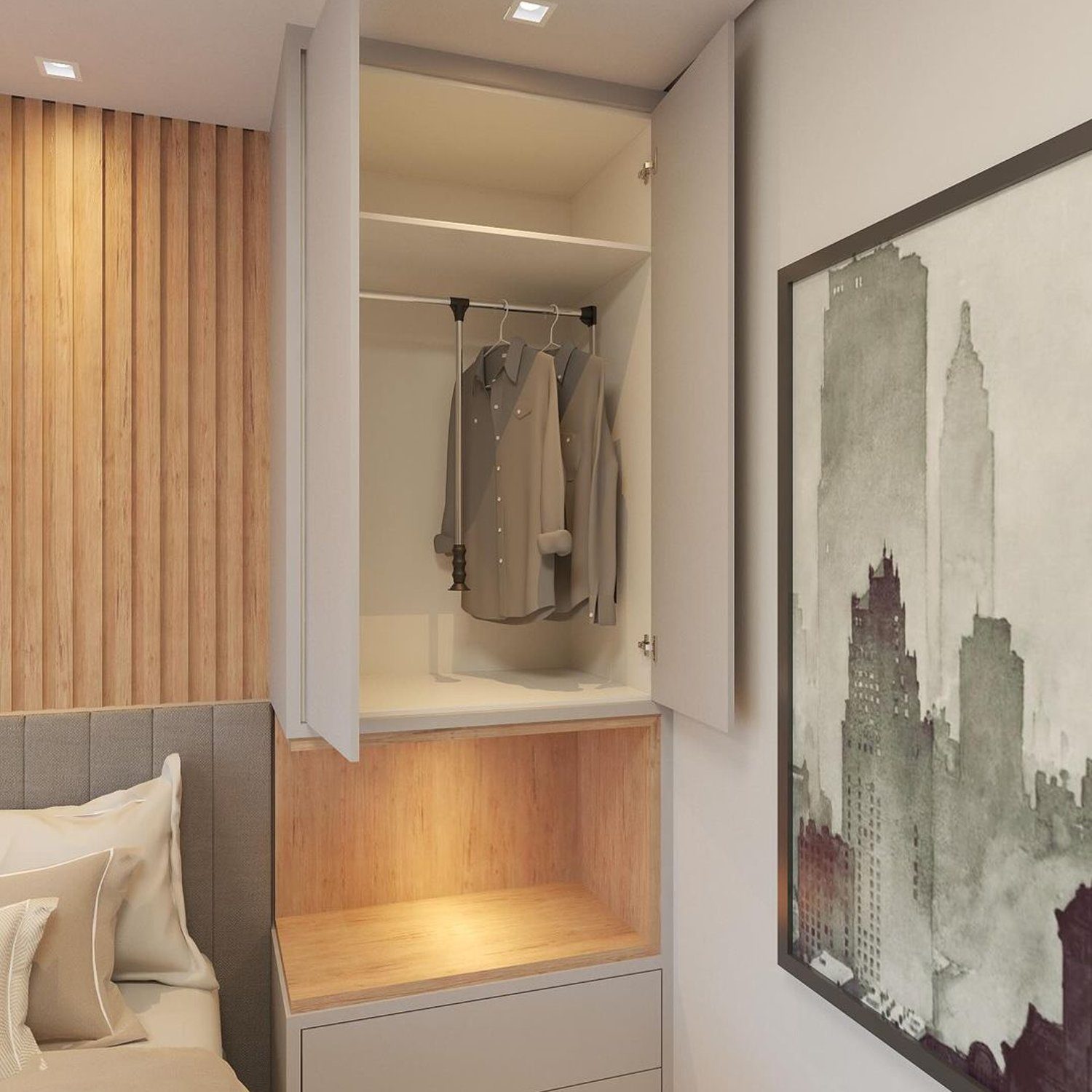 Elegant and minimalist bedroom closet design