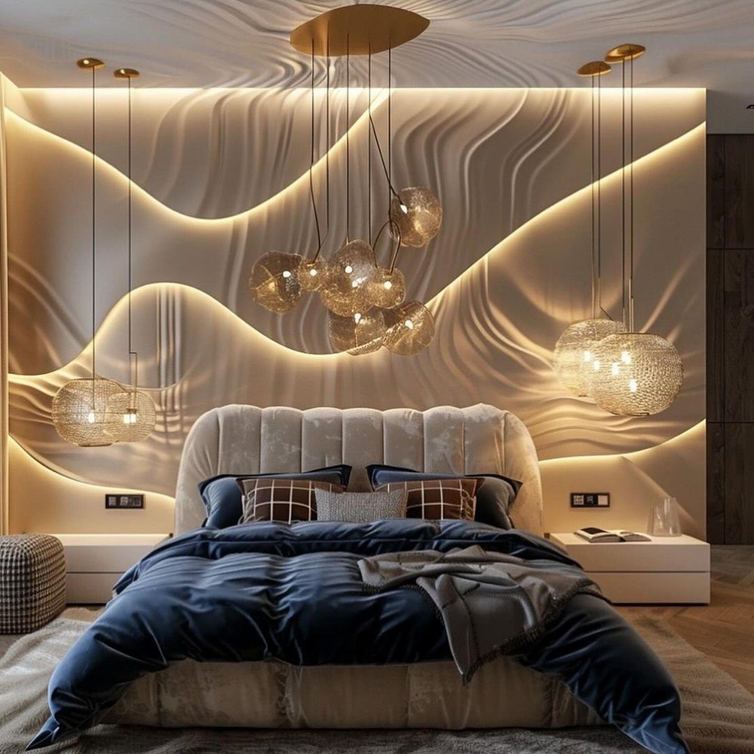 Stylish Bedroom with Dynamic Lighting