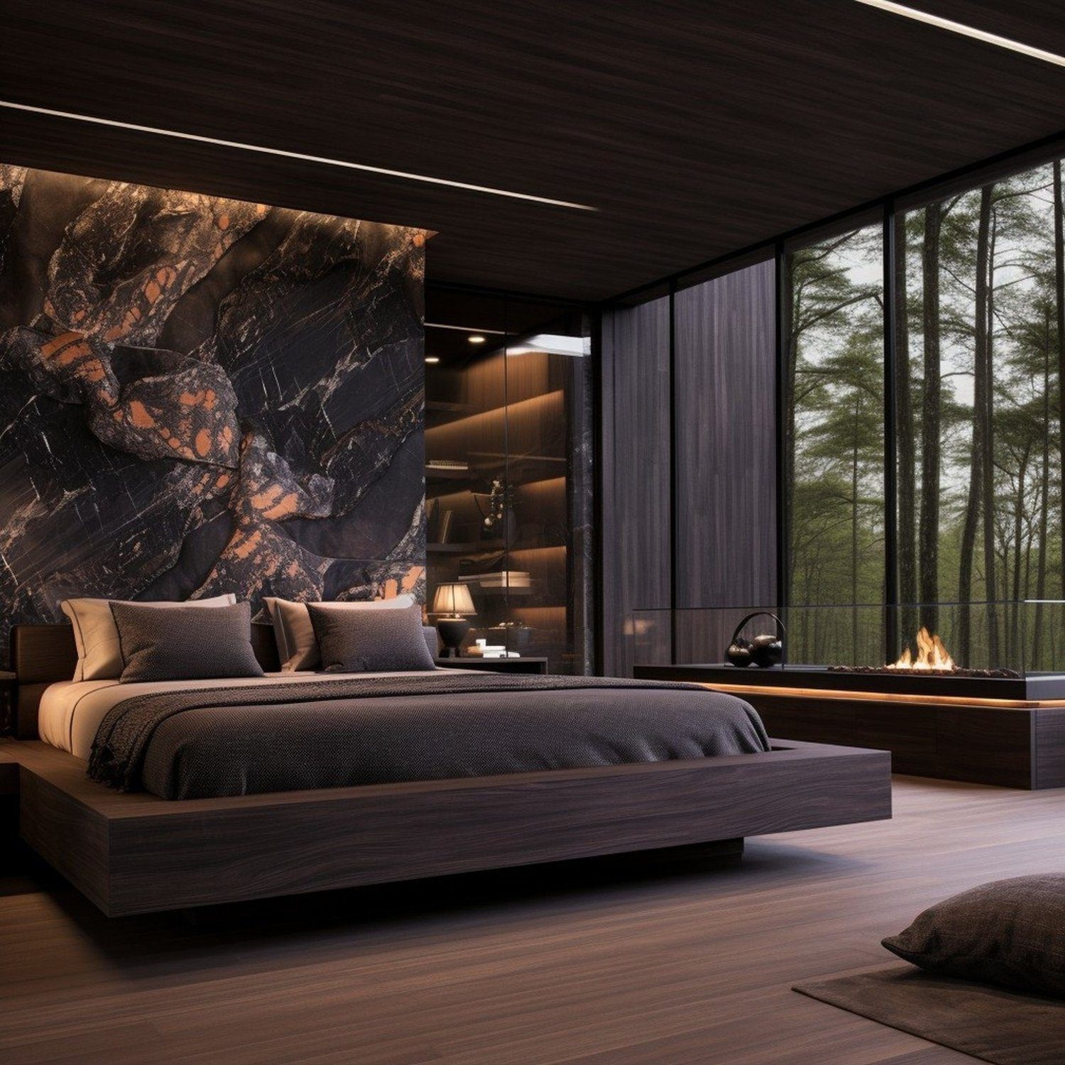 A luxuriously appointed modern bedroom