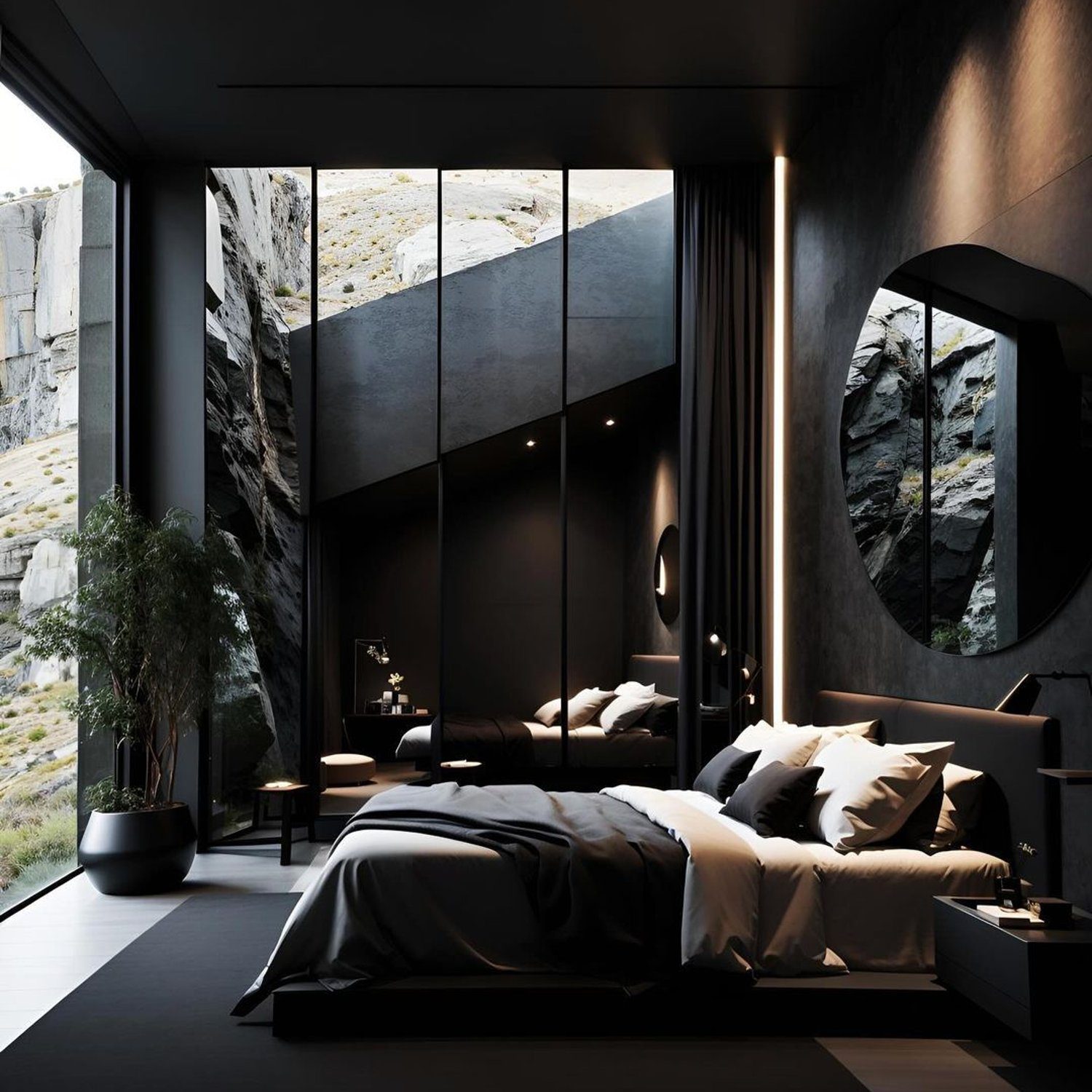 A sleek and sophisticated bedroom design