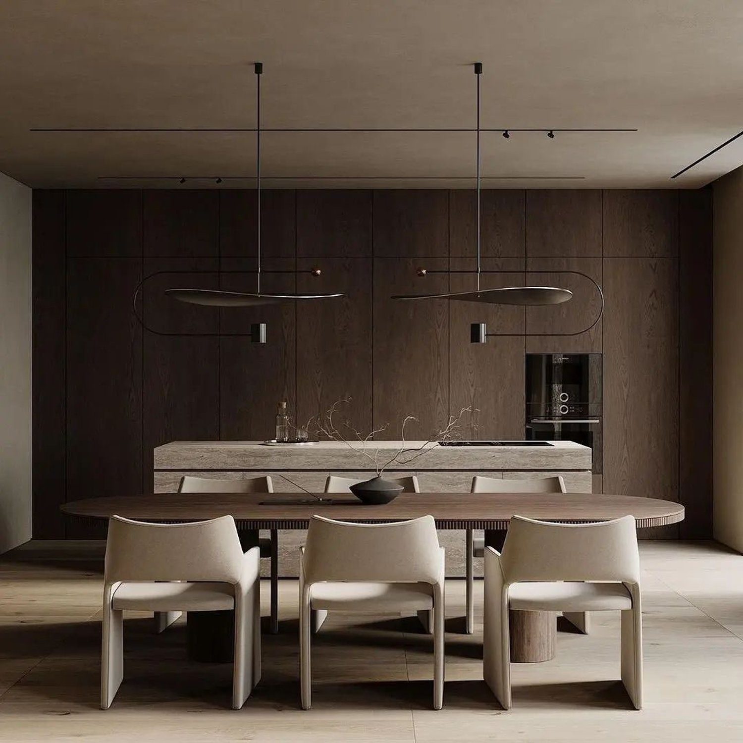 A modern dining room design with minimalist aesthetics