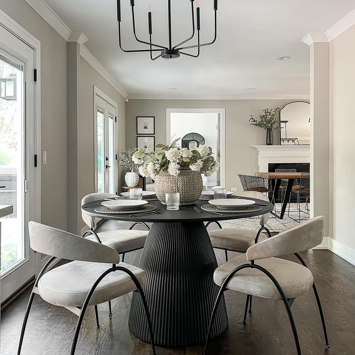 Elegantly designed dining room with a modern aesthetic