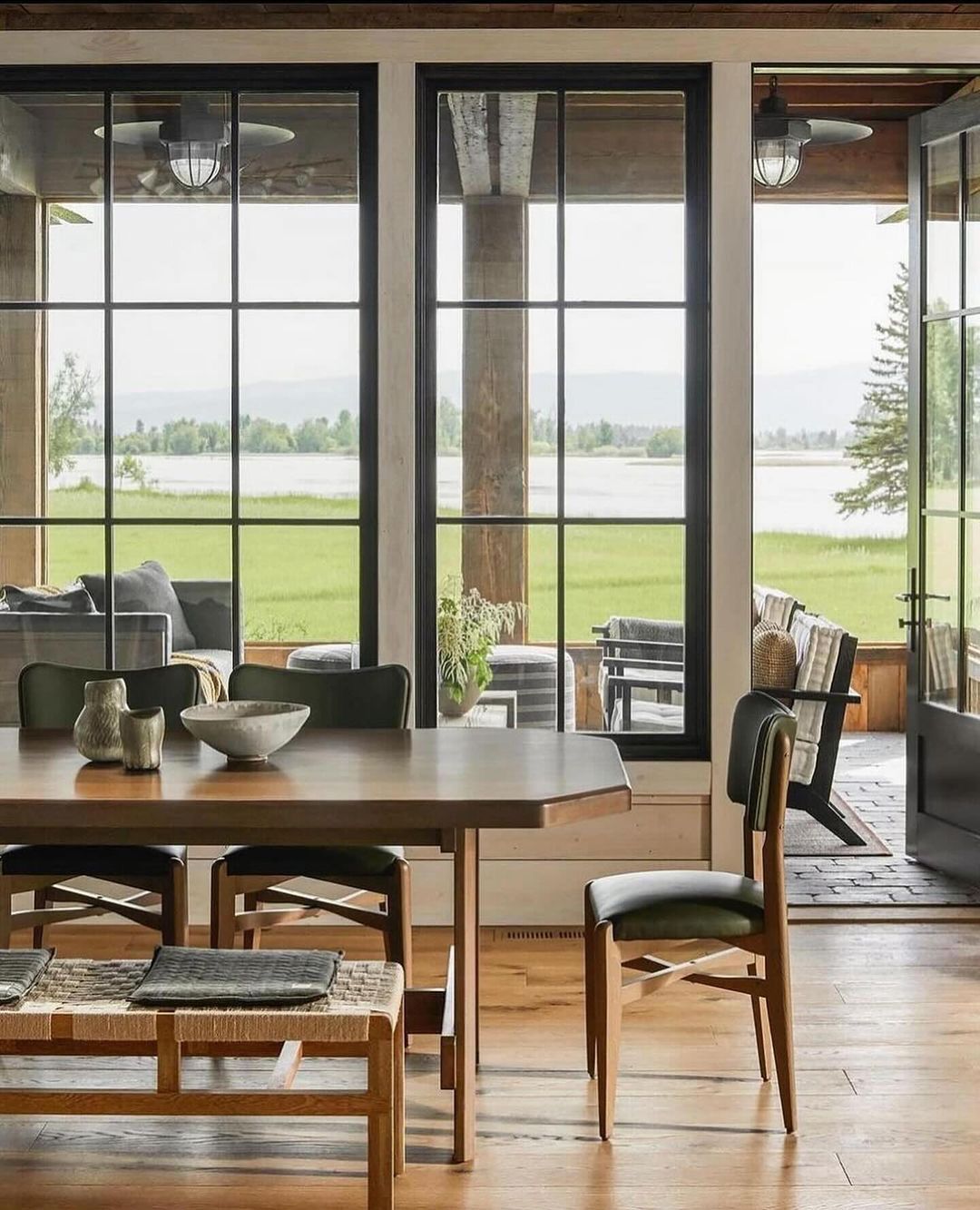 A serene dining area with a view of the outdoors