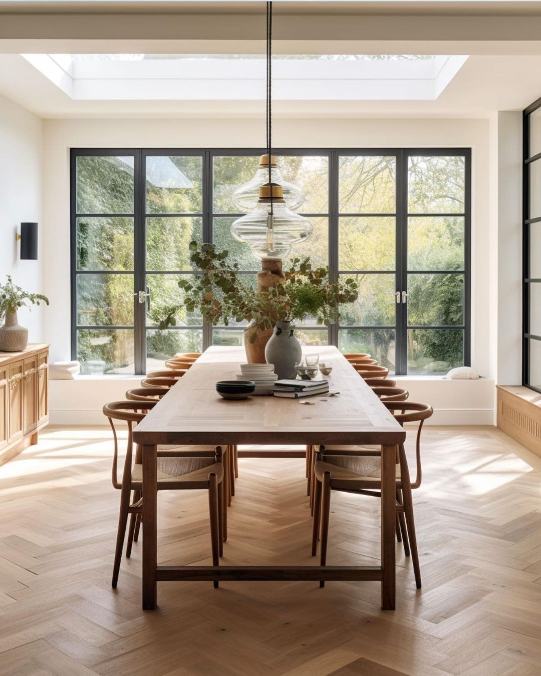 A serene dining space with ample natural light