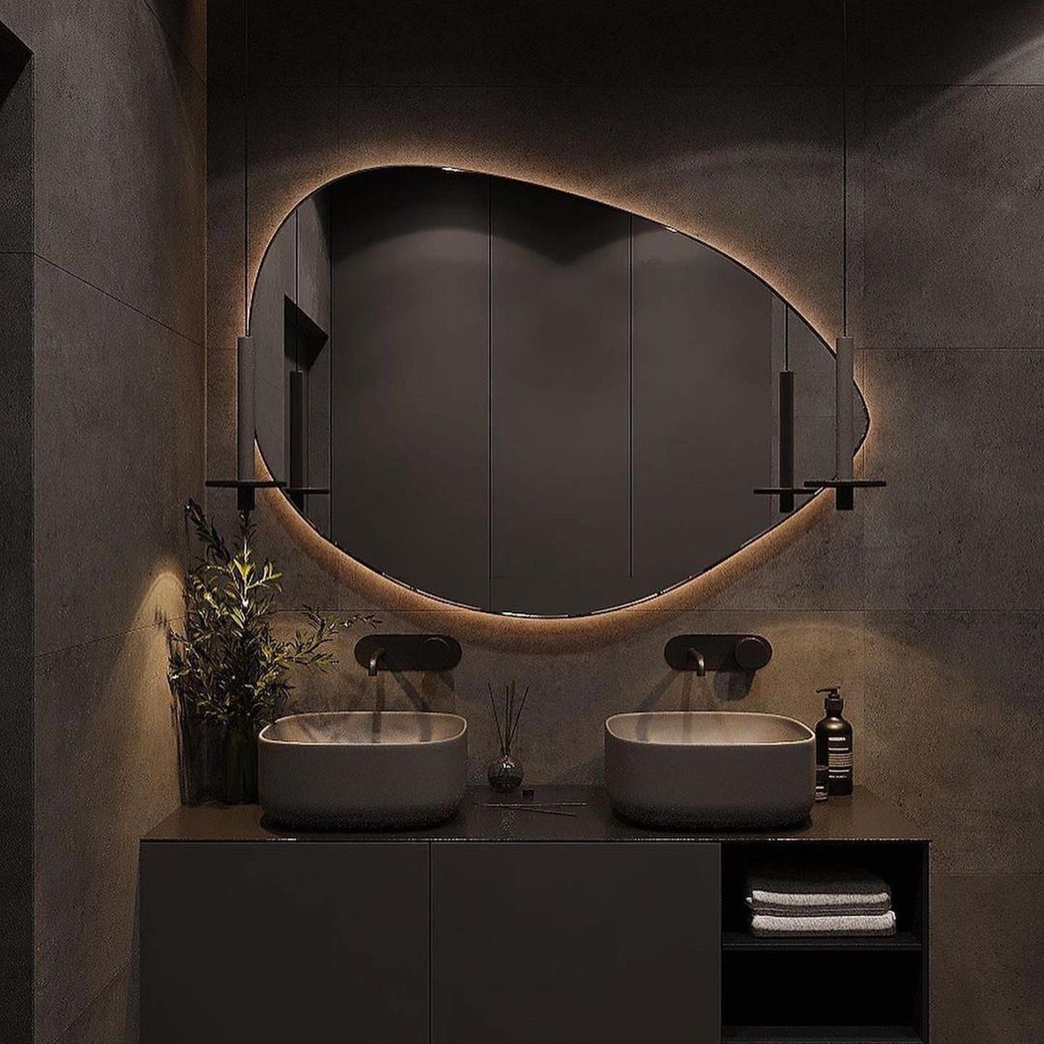 A modern and sophisticated double sink bathroom vanity