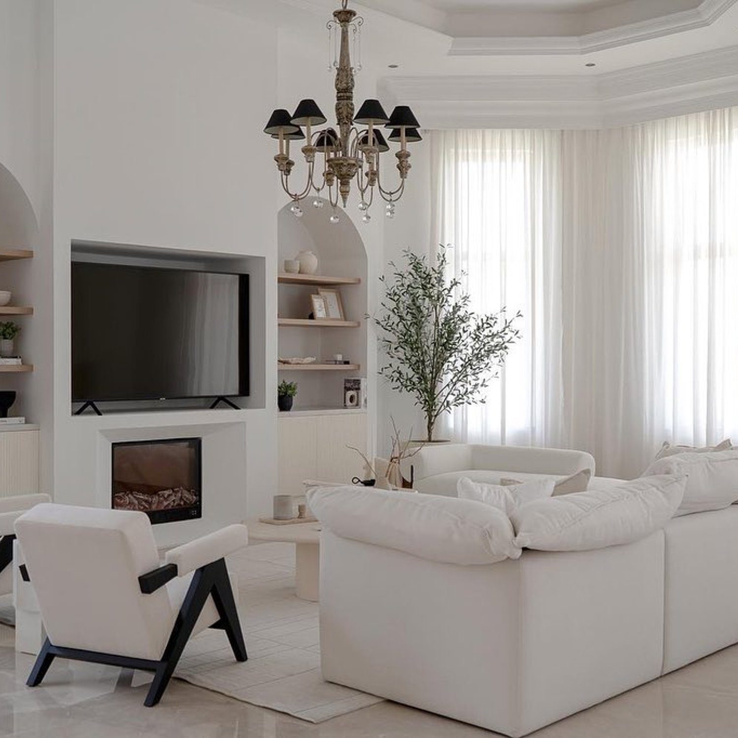 A modern and elegant living room with a minimalist design