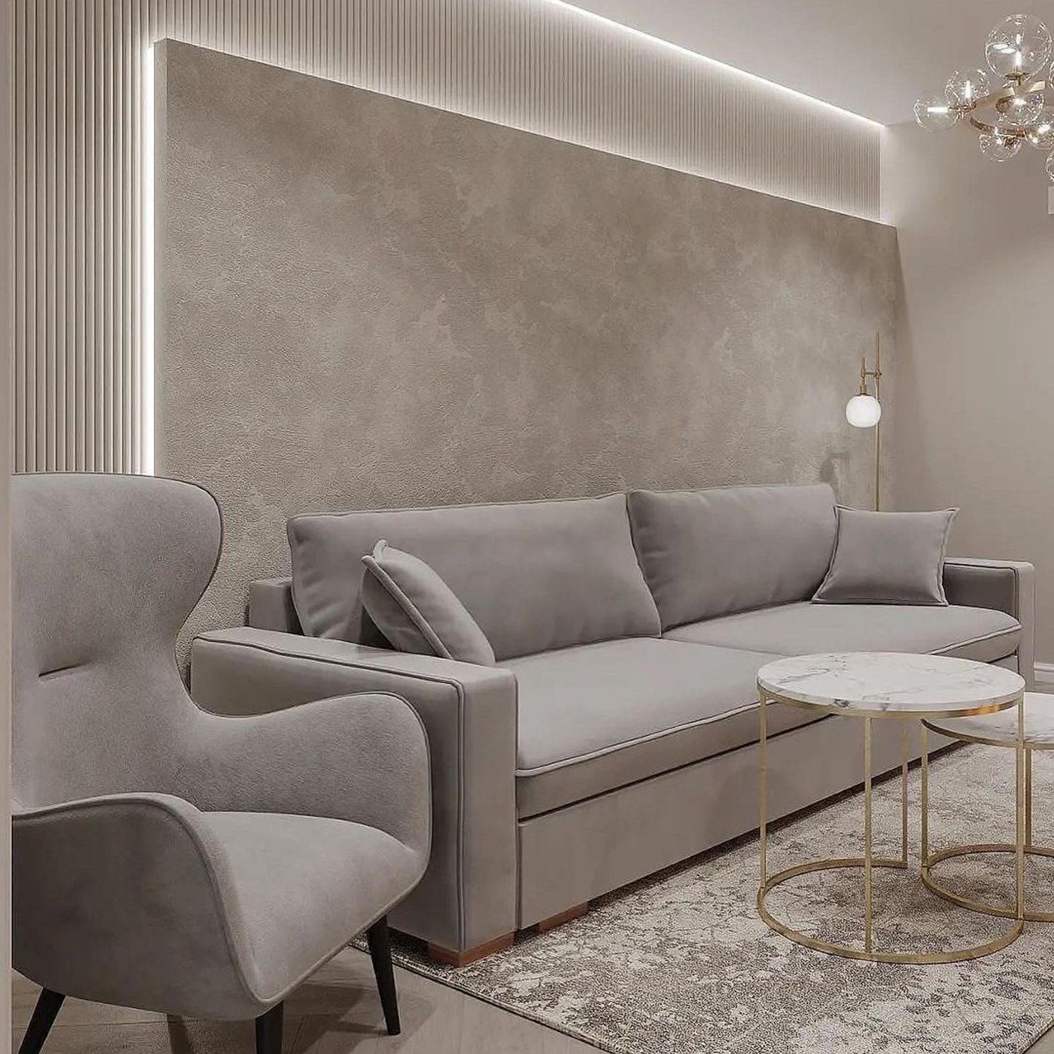 Elegant grey living room design