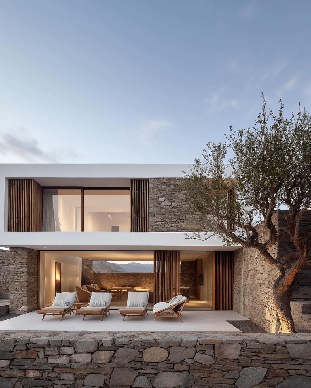 Modern Home with Stone and Wood Elements