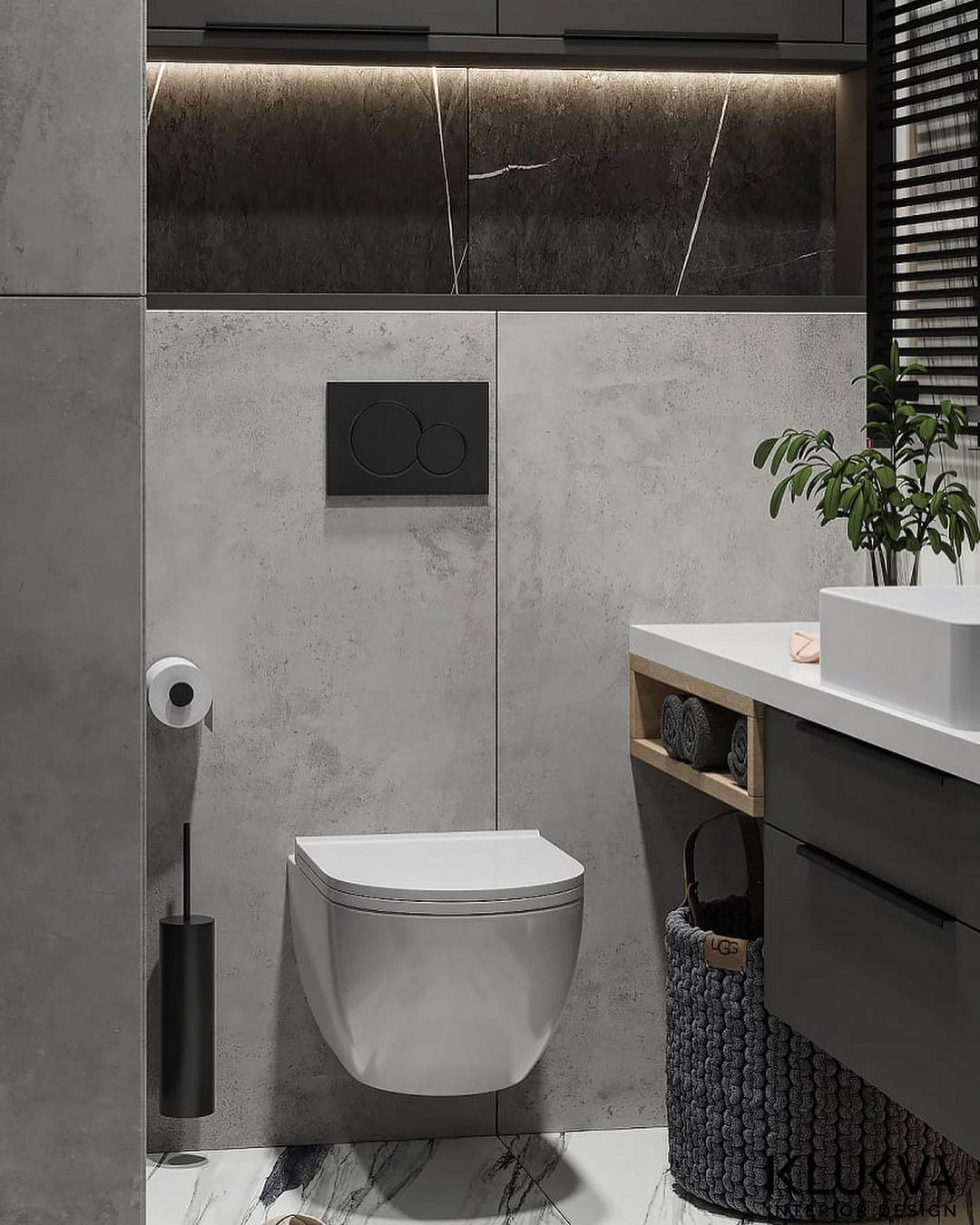 A minimalist bathroom showcasing a blend of industrial and modern design elements