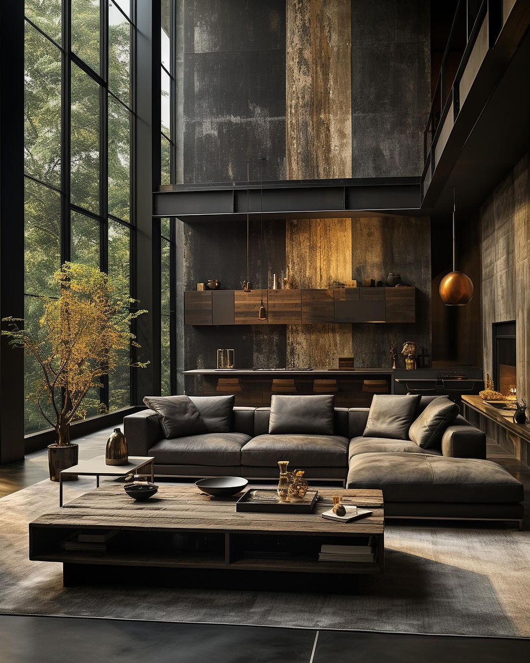 A modern living room embracing industrial design