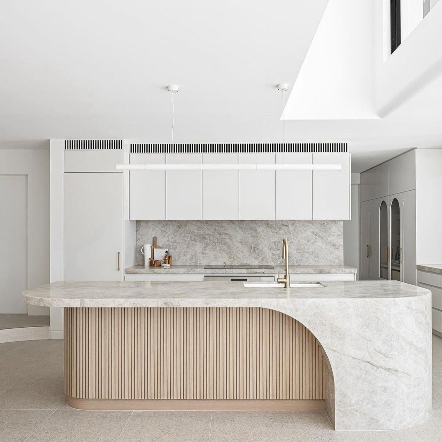 Elegant modern kitchen with marble accents