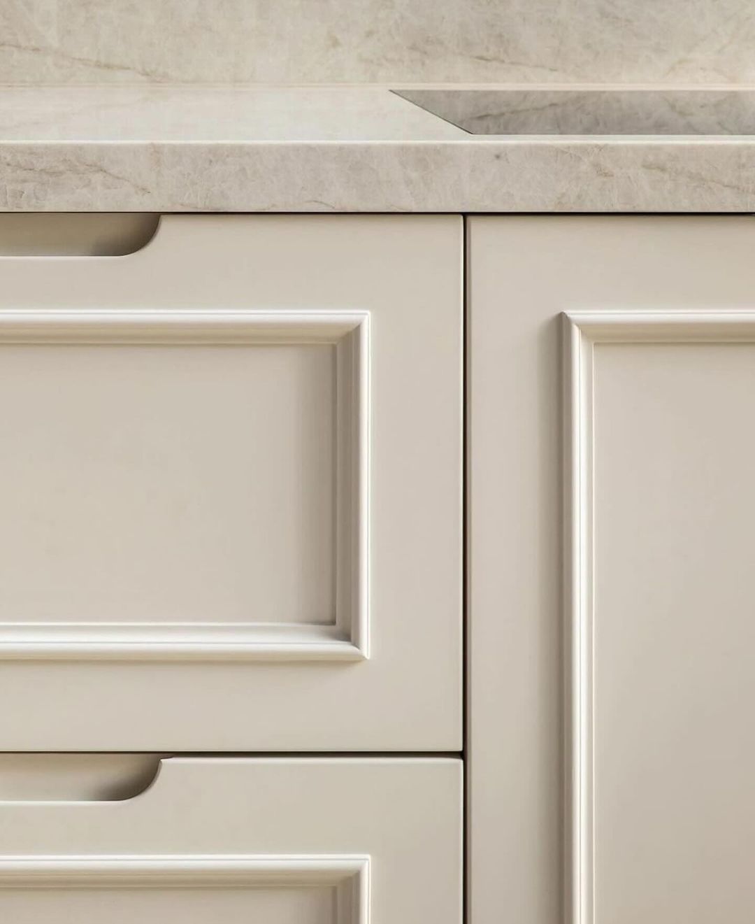 Close-up view of modern kitchen cabinetry