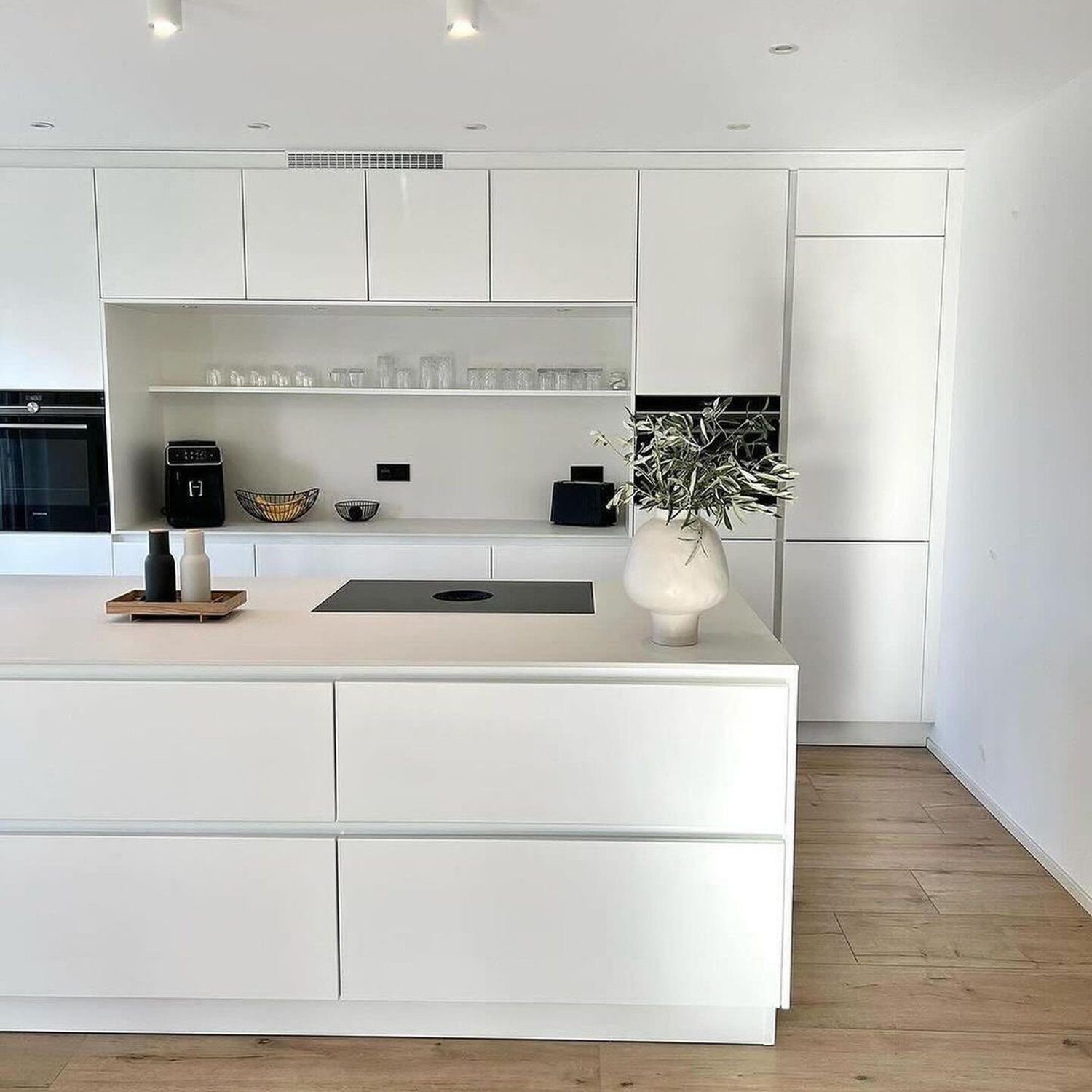 A sleek modern kitchen with minimalist design