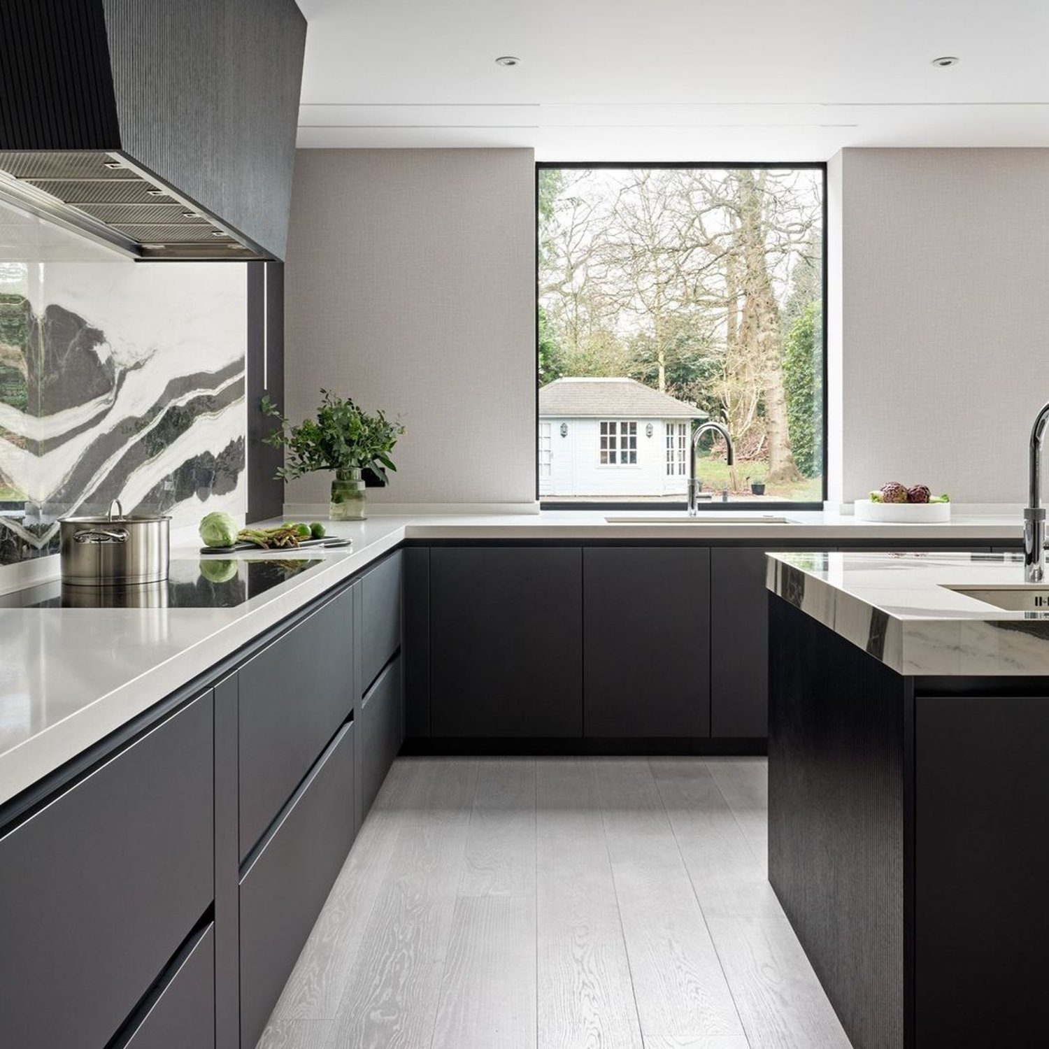 A modern kitchen with sleek design features