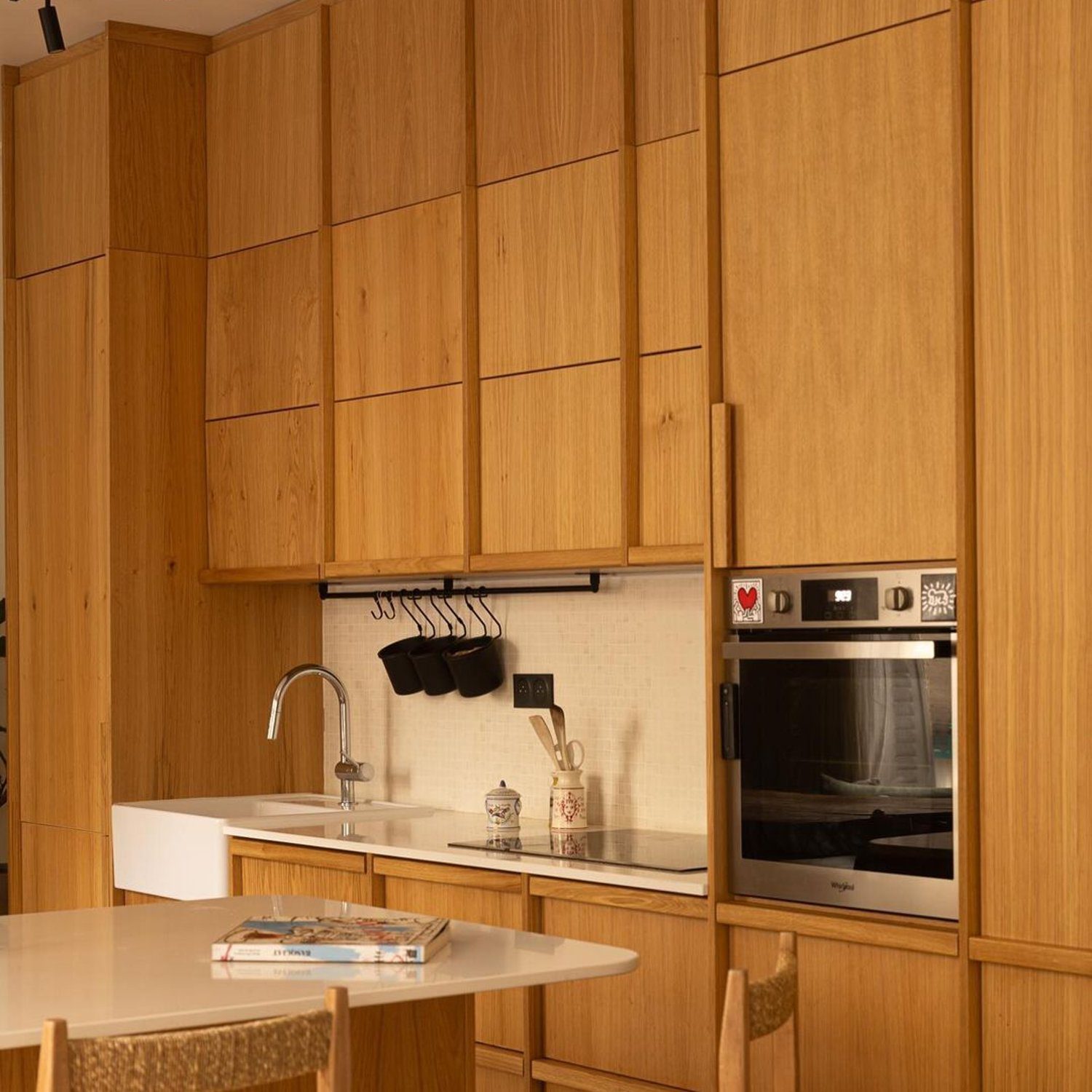 Elegant minimalist kitchen with wooden cabinetry