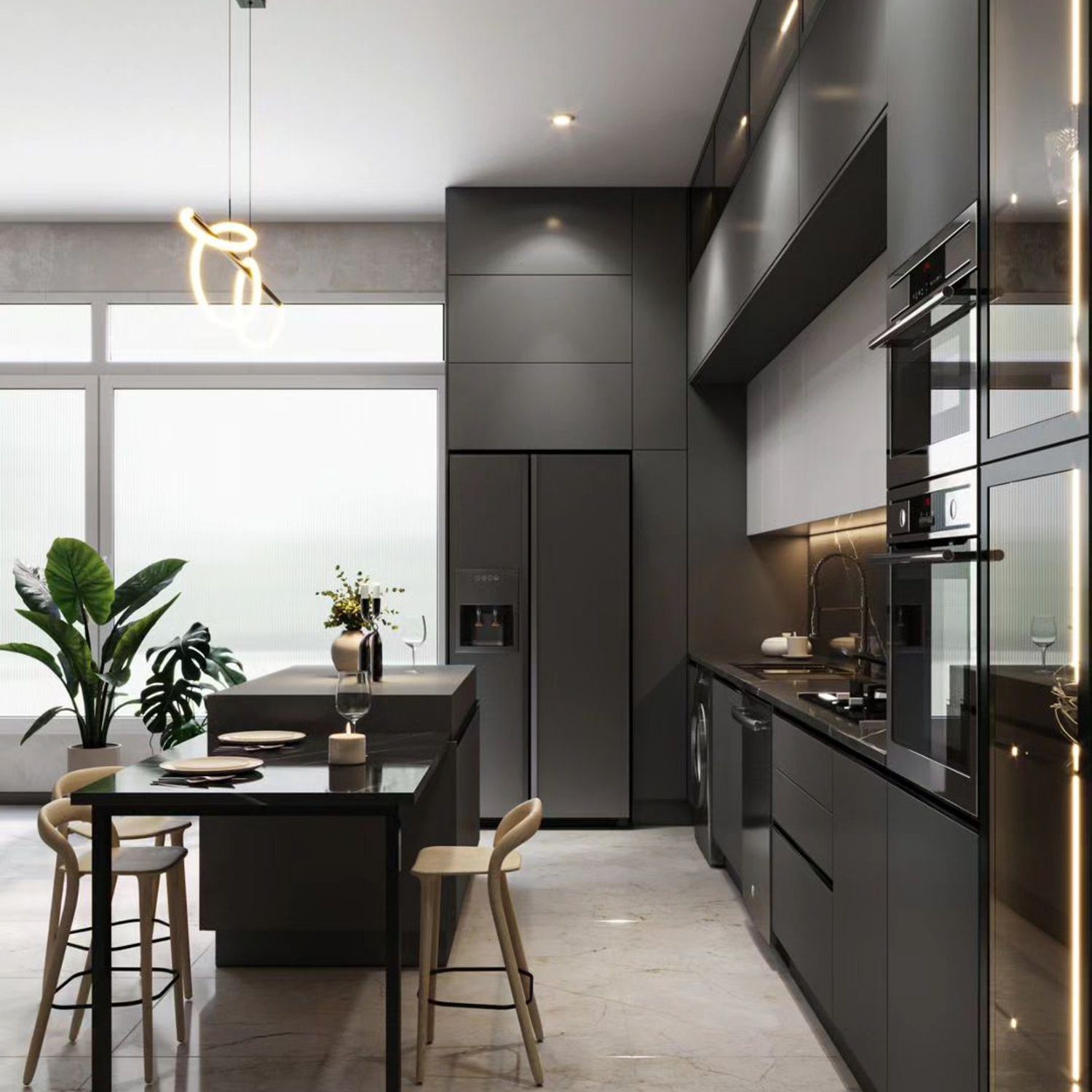 A sleek and modern kitchen design