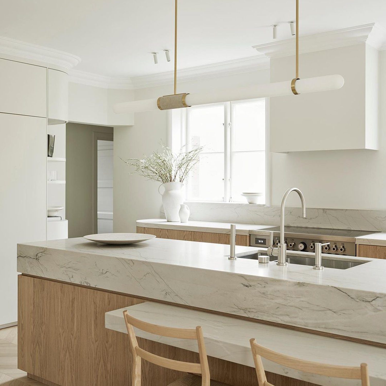 Elegant minimalist kitchen with natural light