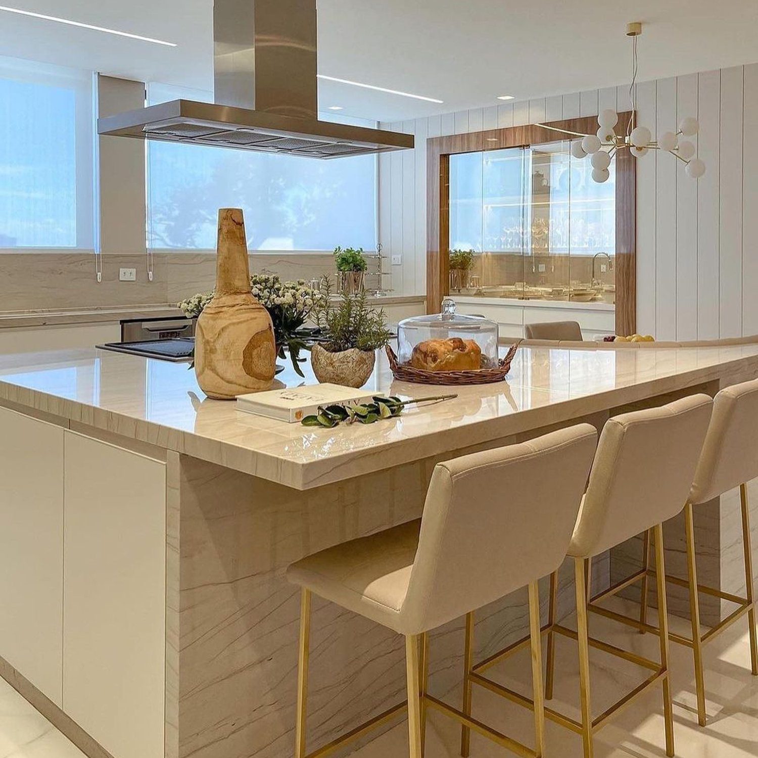 Elegant modern kitchen with a large island