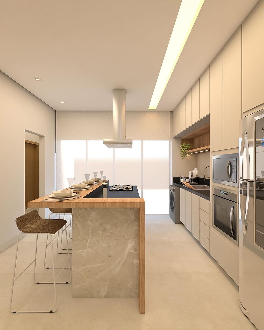 Modern and sleek kitchen with integrated appliances