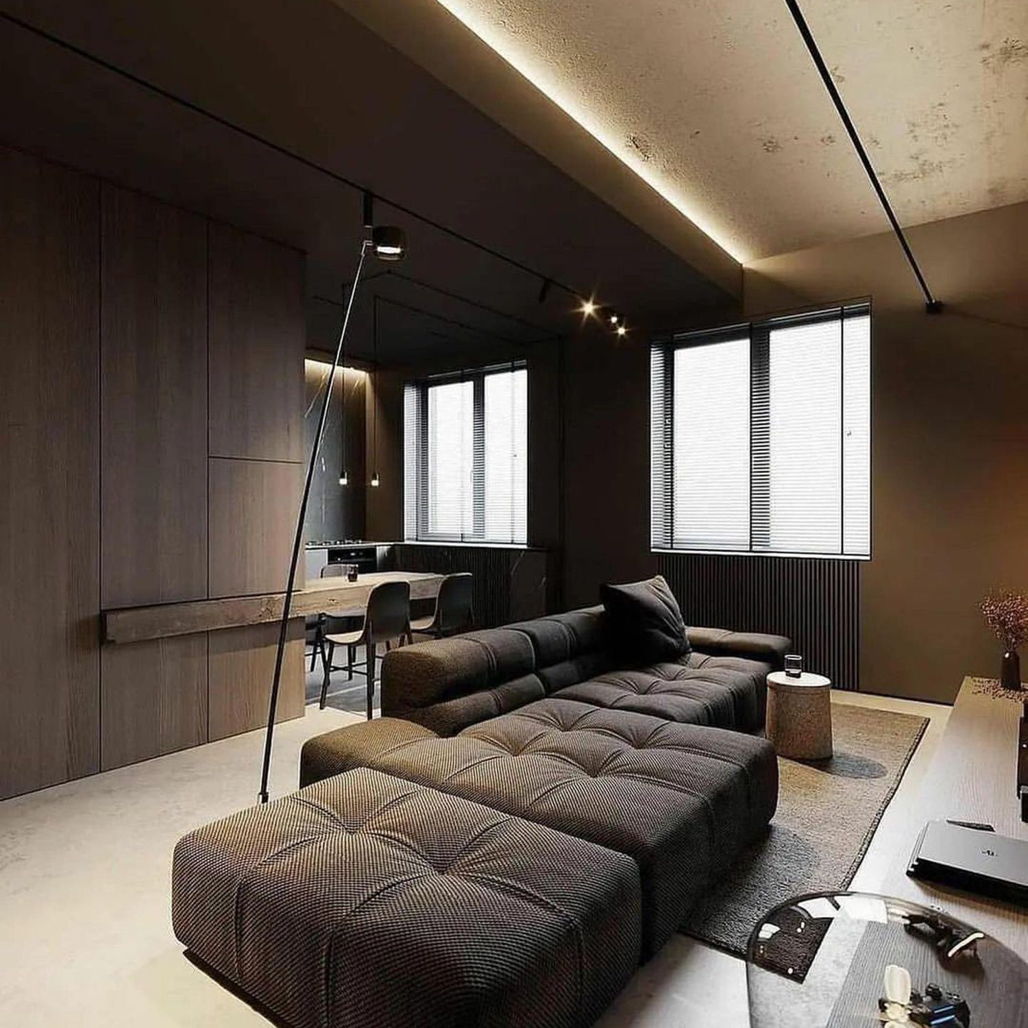 Elegant and modern living room with a minimalist aesthetic