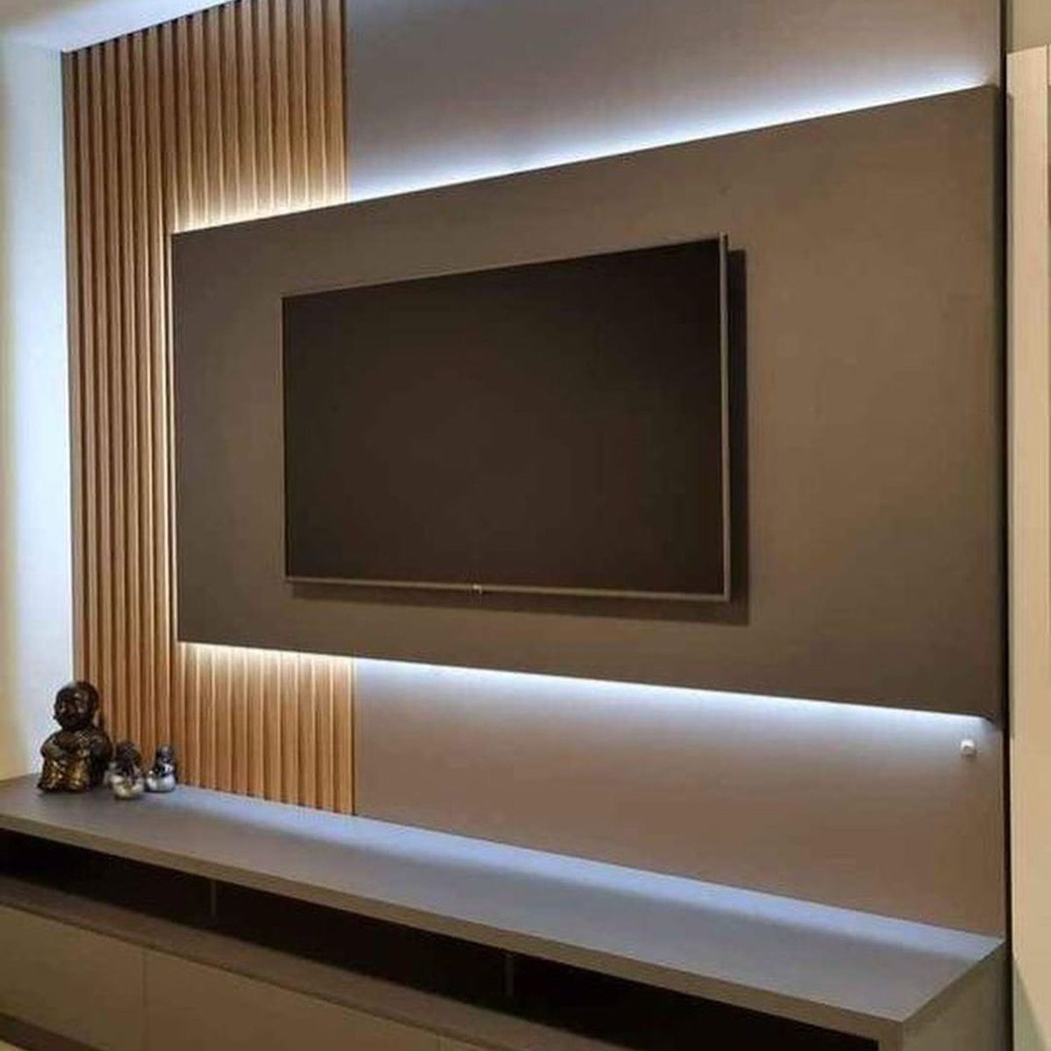 A sleek and modern living room TV wall unit