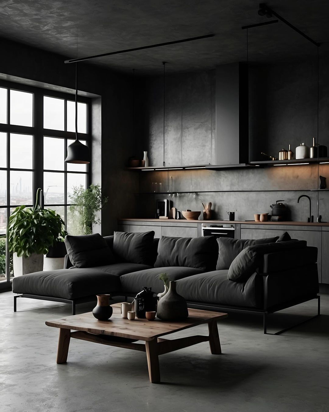 Modern Dark-Toned Living Room