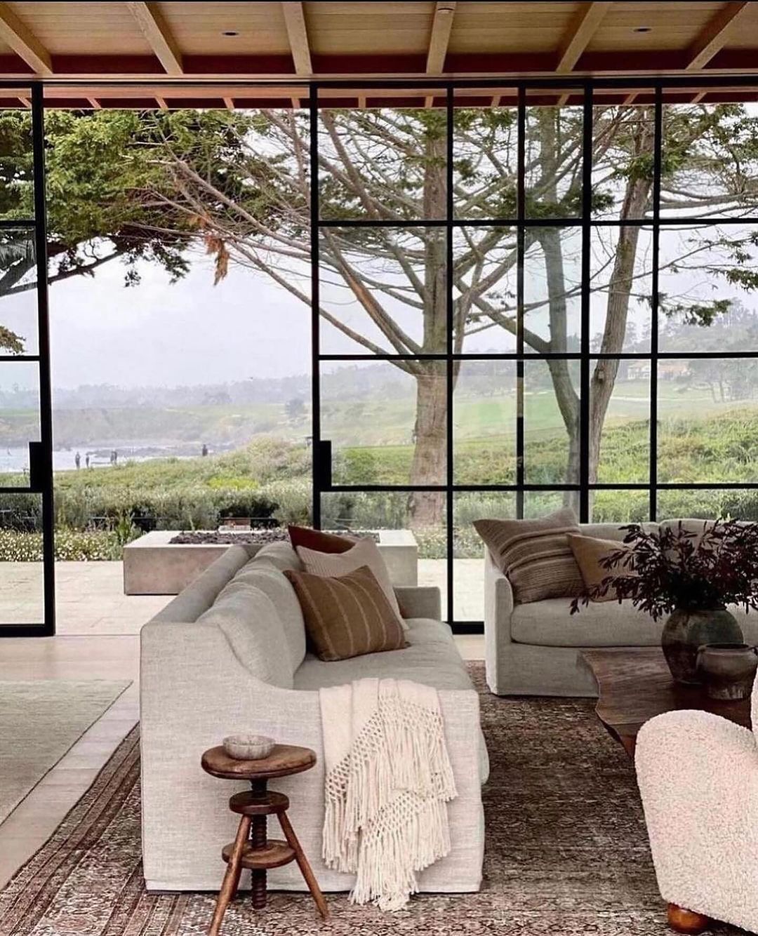 Contemporary living room with expansive view