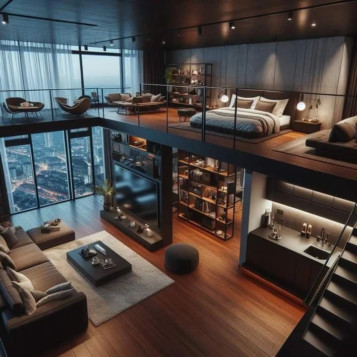 Loft-style apartment with panoramic city view