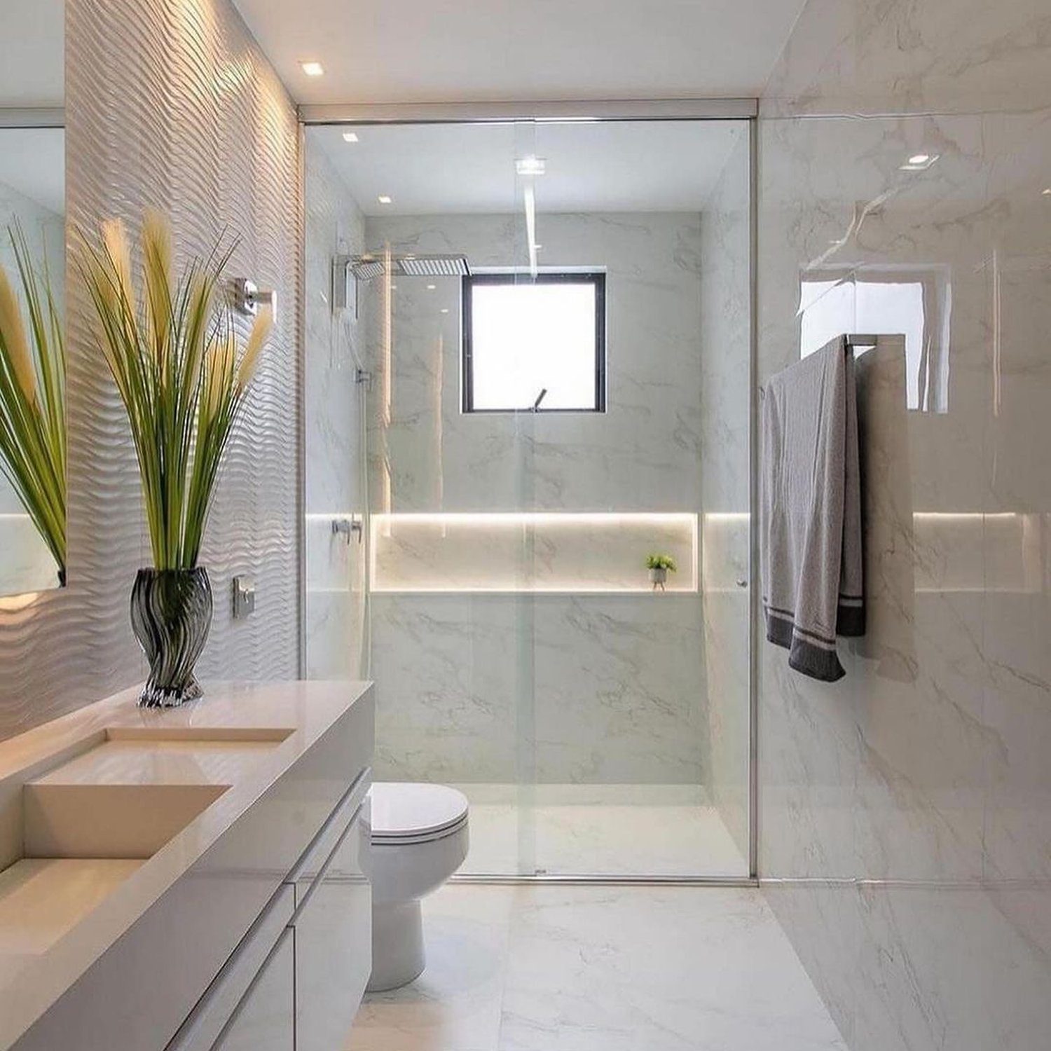 Elegant marble bathroom with modern fixtures