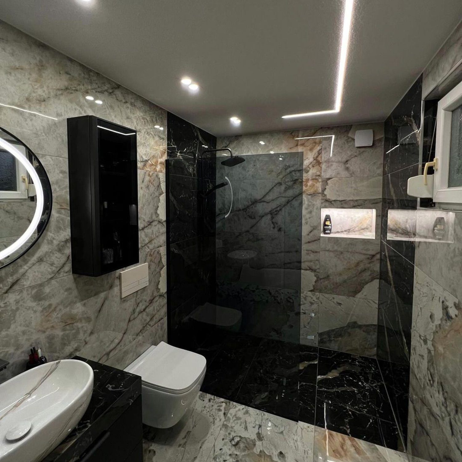 Elegant marble bathroom with modern fixtures