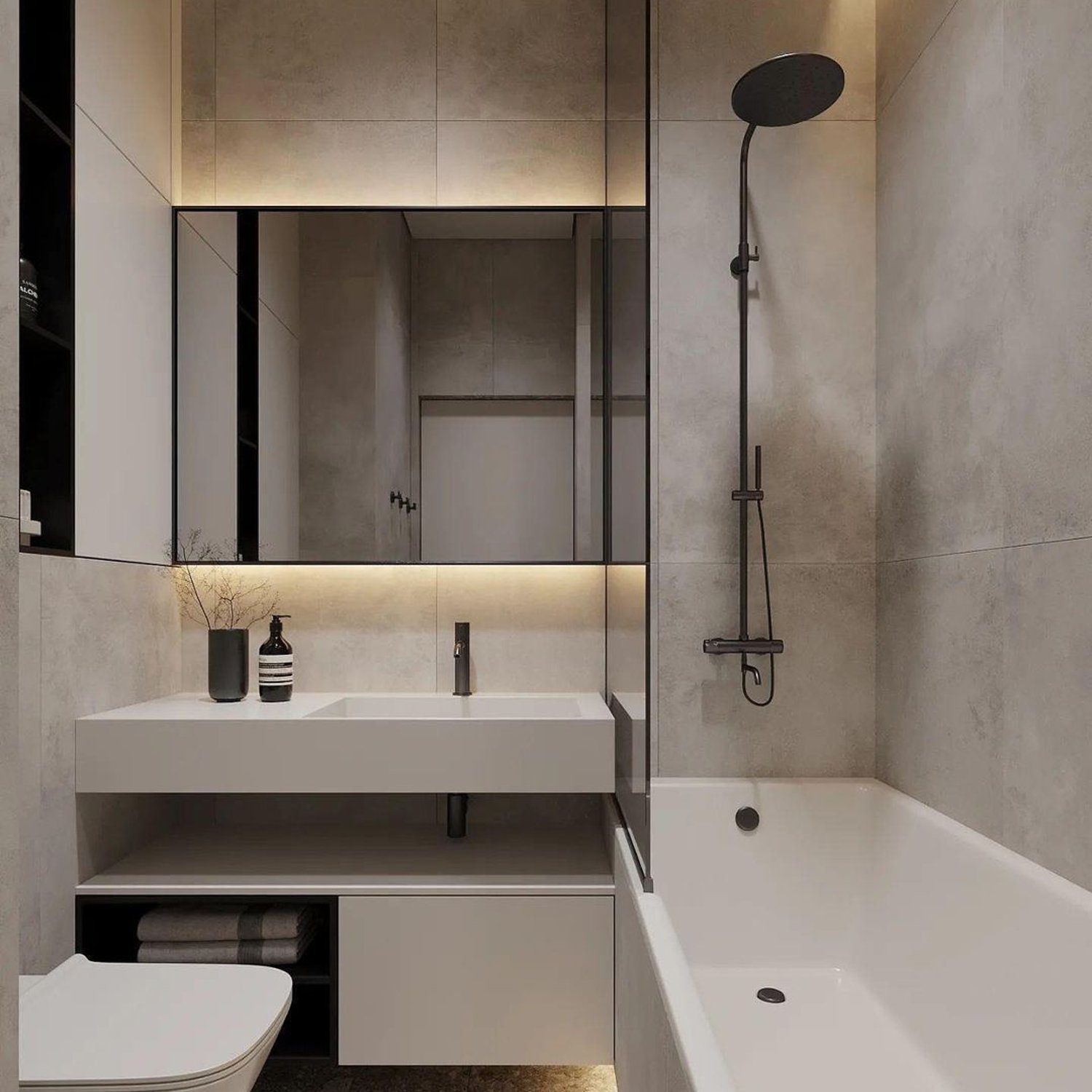 A modern bathroom with clean lines and a minimalist design