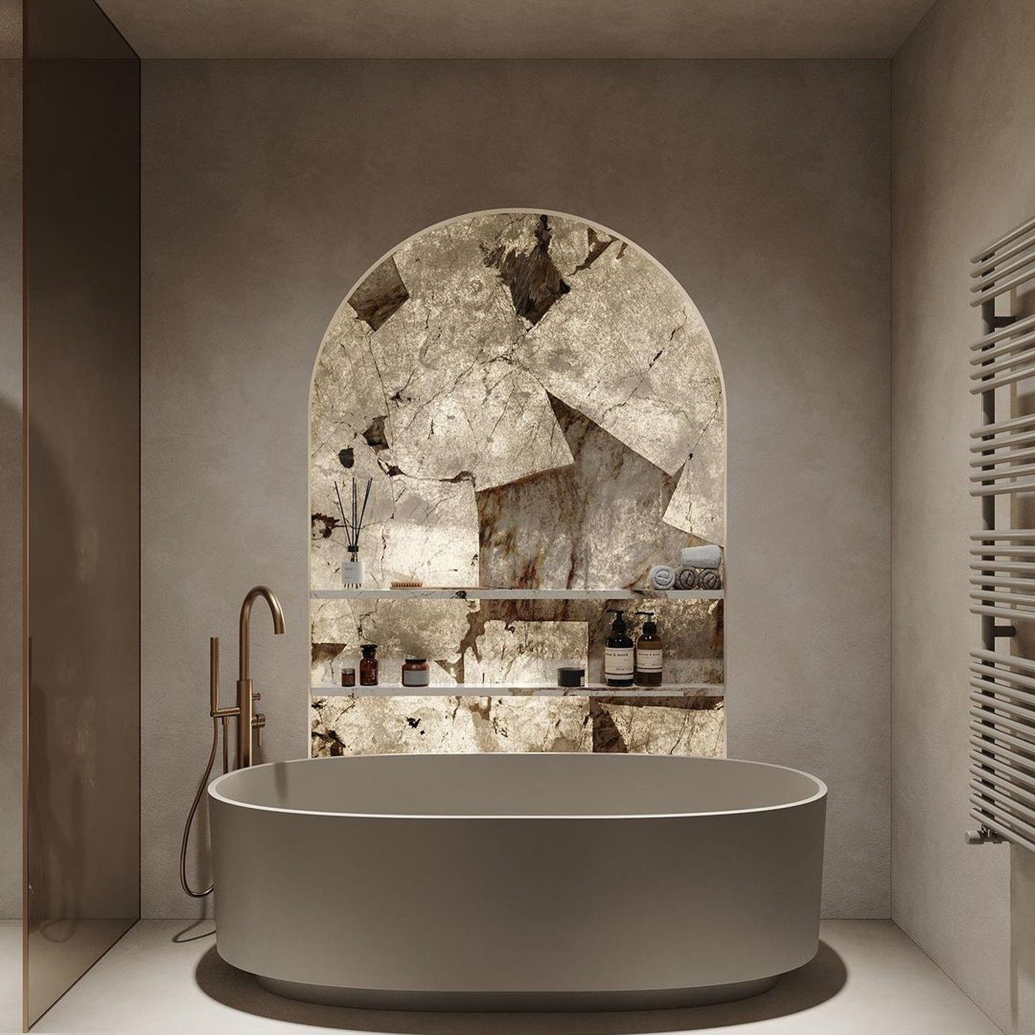 A luxurious modern bathroom with a minimalist design