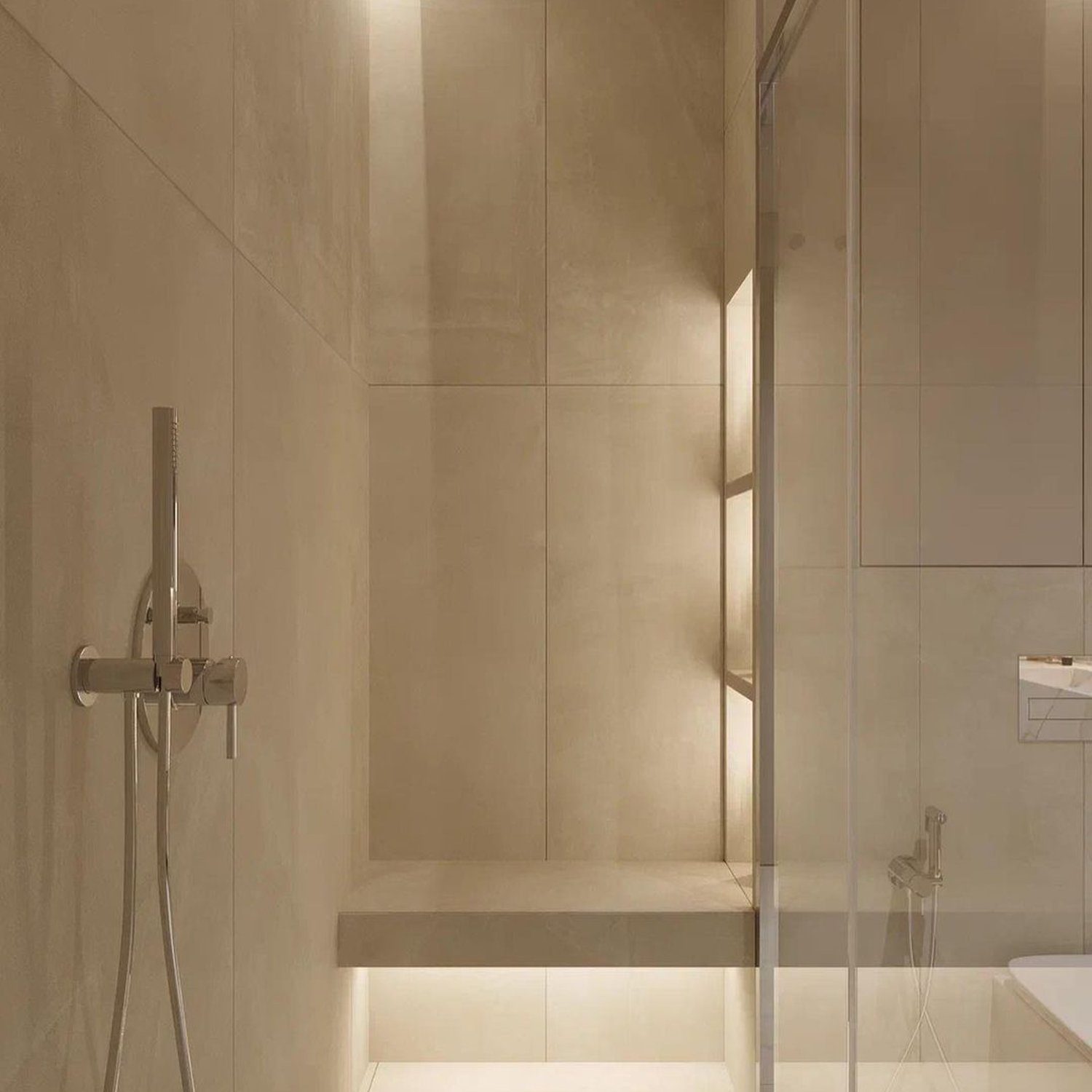 Elegant and modern bathroom design with a focus on simplicity and clean lines.