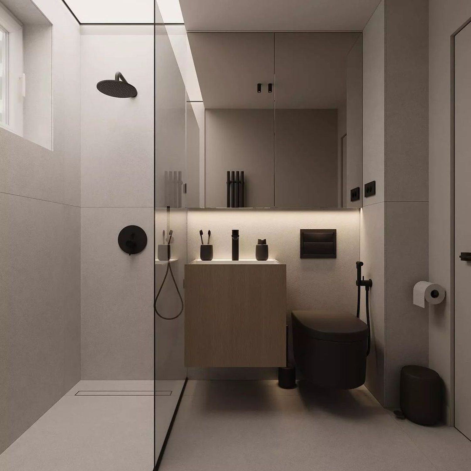 Modern and minimalist bathroom design with sleek fixtures