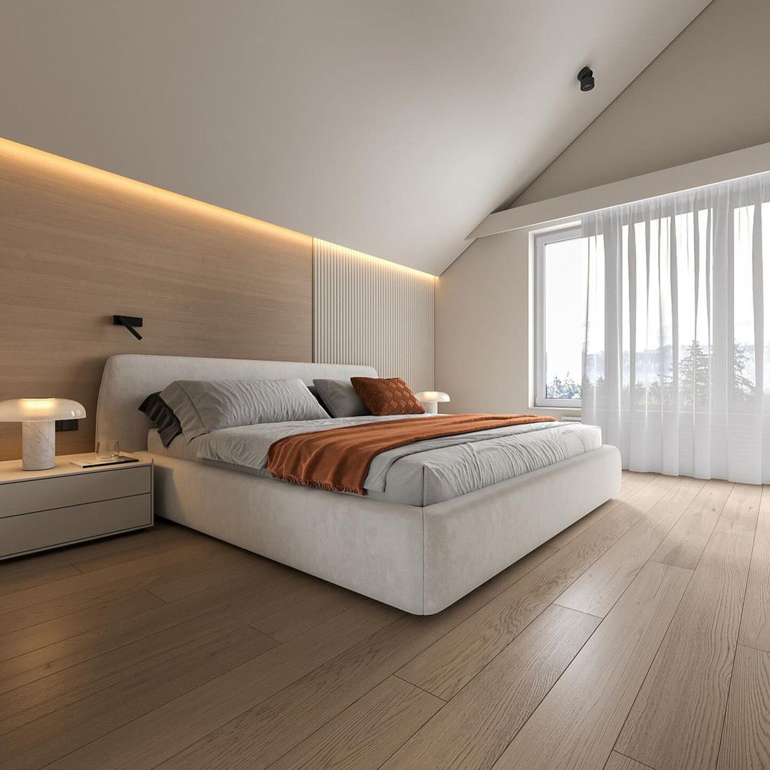 A modern and minimalist bedroom design