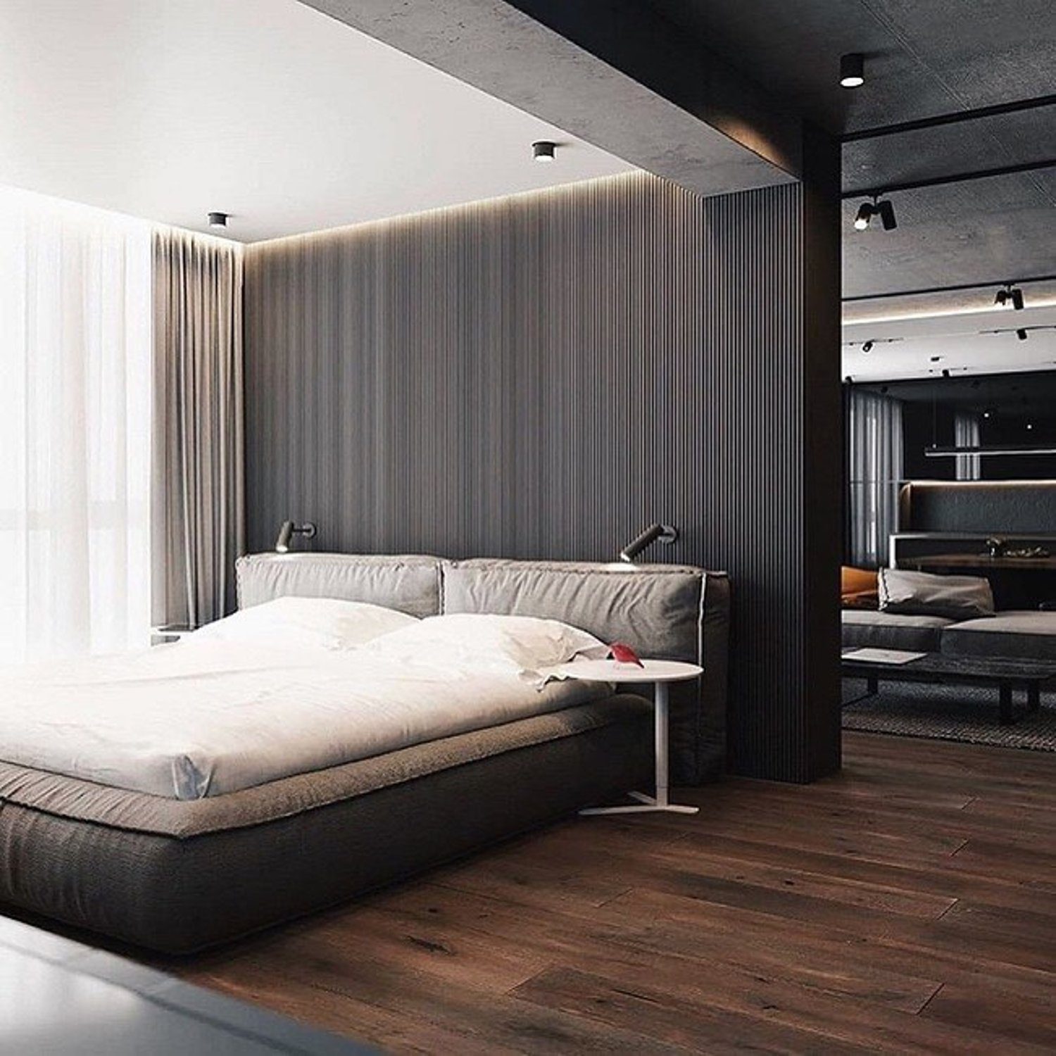 Modern minimalist bedroom with harmonious neutral tones