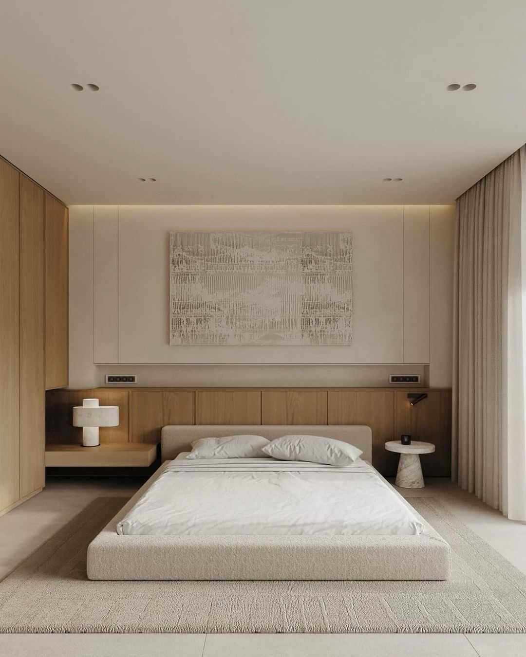 A minimalist bedroom with serene decor