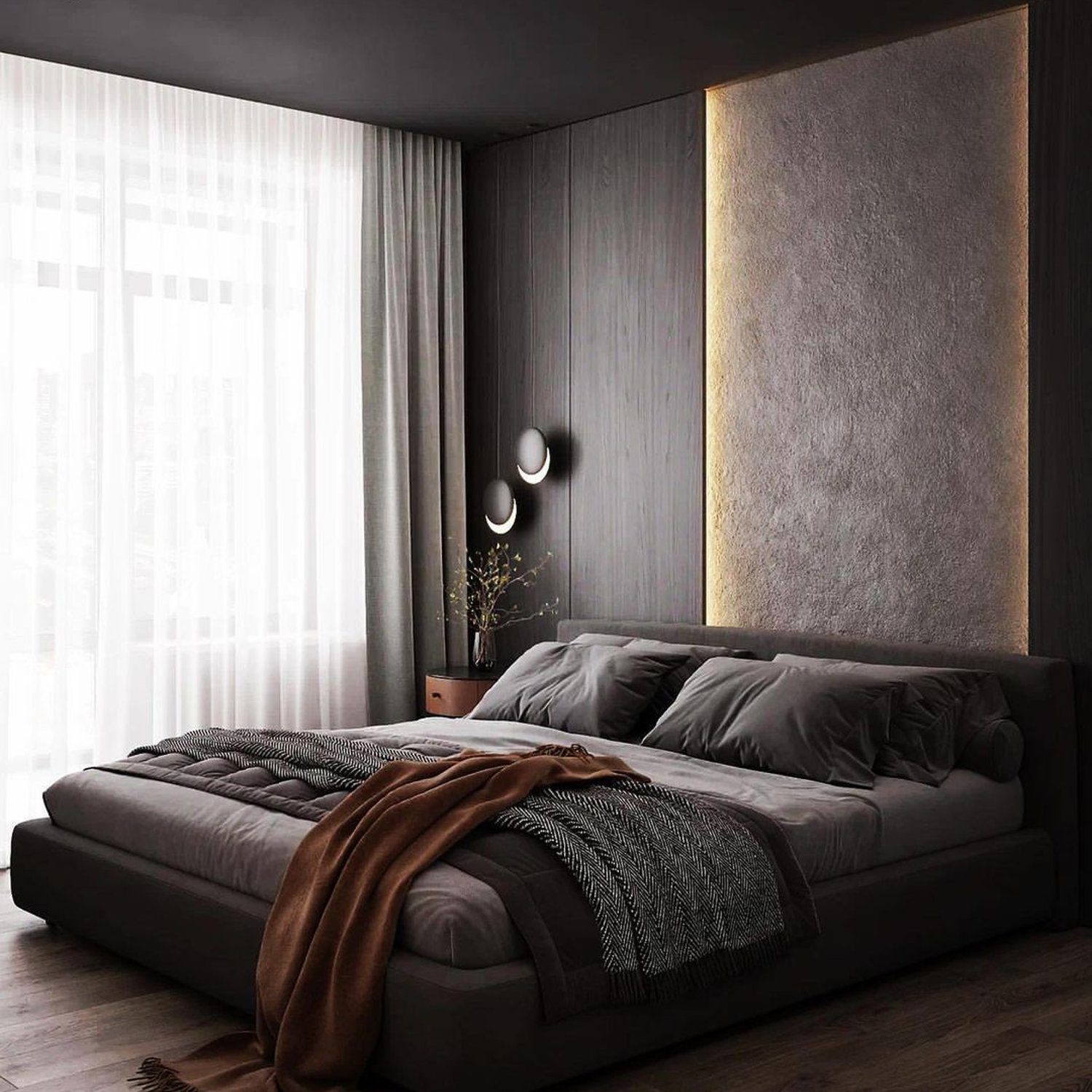 Modern minimalist bedroom with harmonious neutral tones